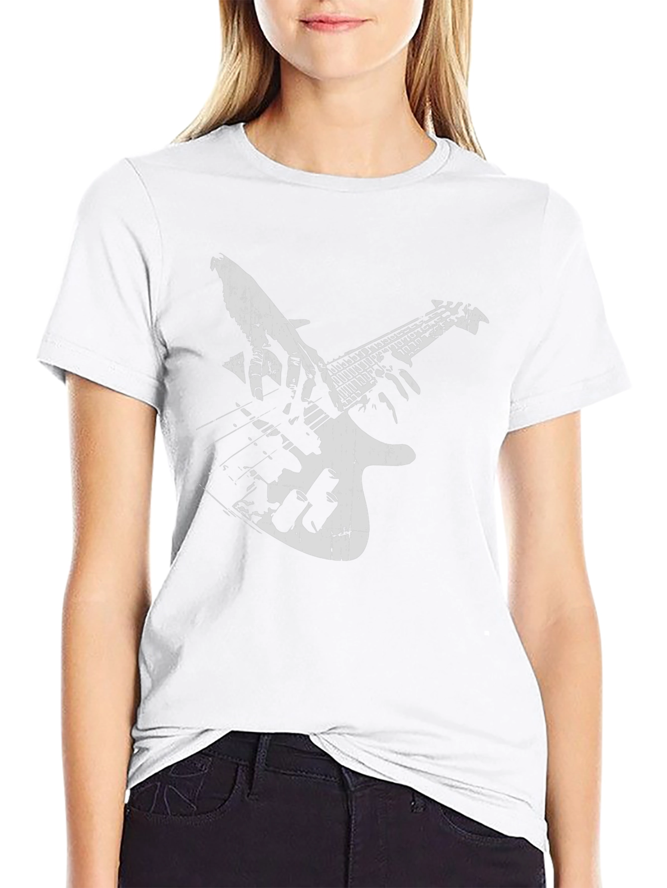 Guitar Player Graphic Tee - Black Cotton T-Shirt