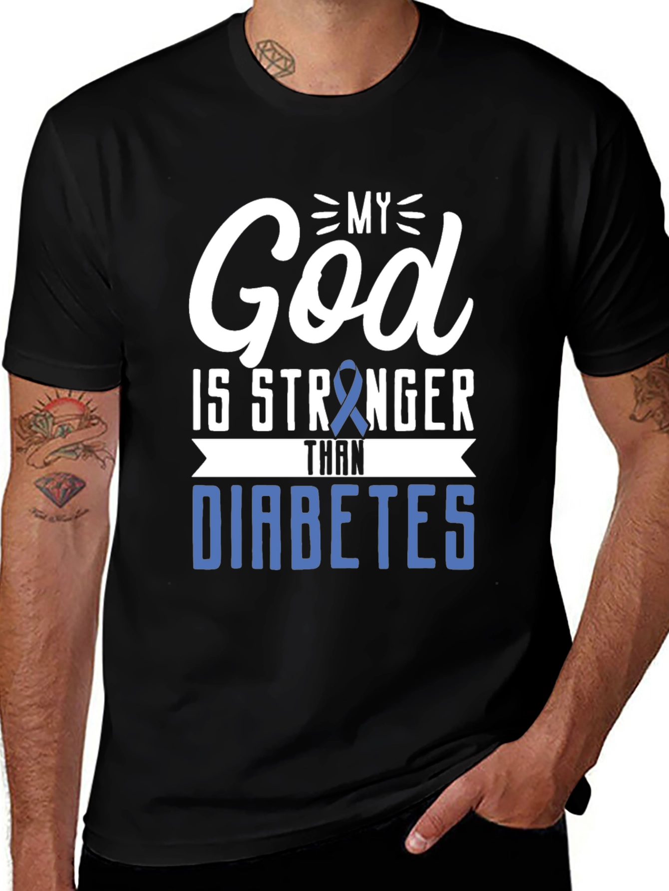 My God Is Stronger Than Diabetes Awareness T-Shirt