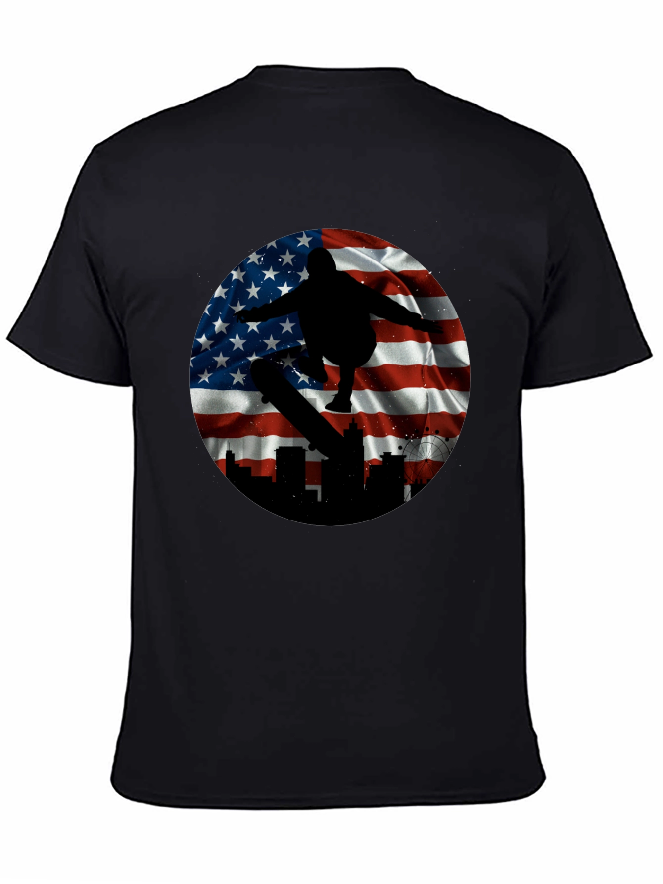 Patriotic Skater T-Shirt - American Flag Design