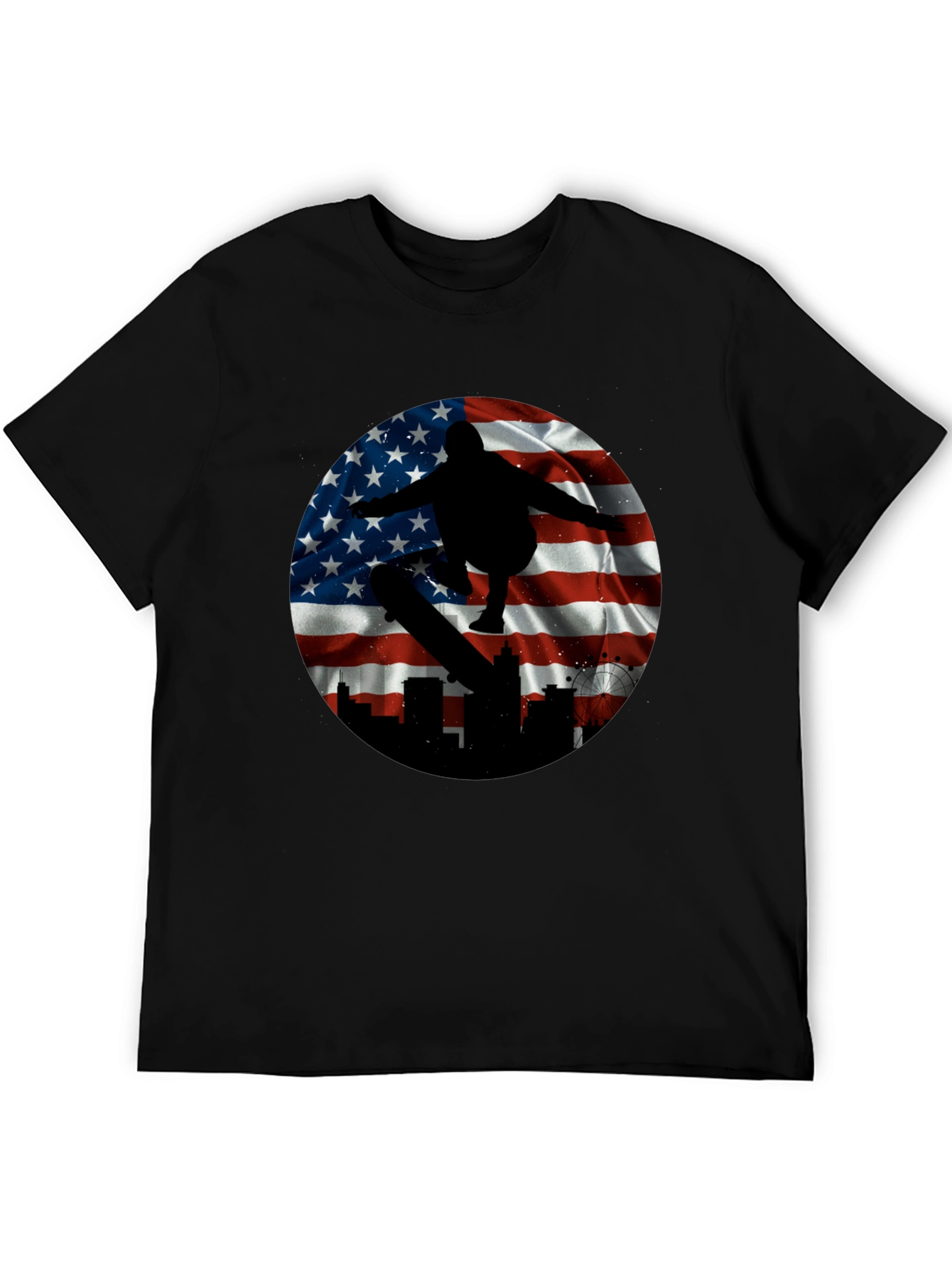 Patriotic Skater T-Shirt - American Flag Design
