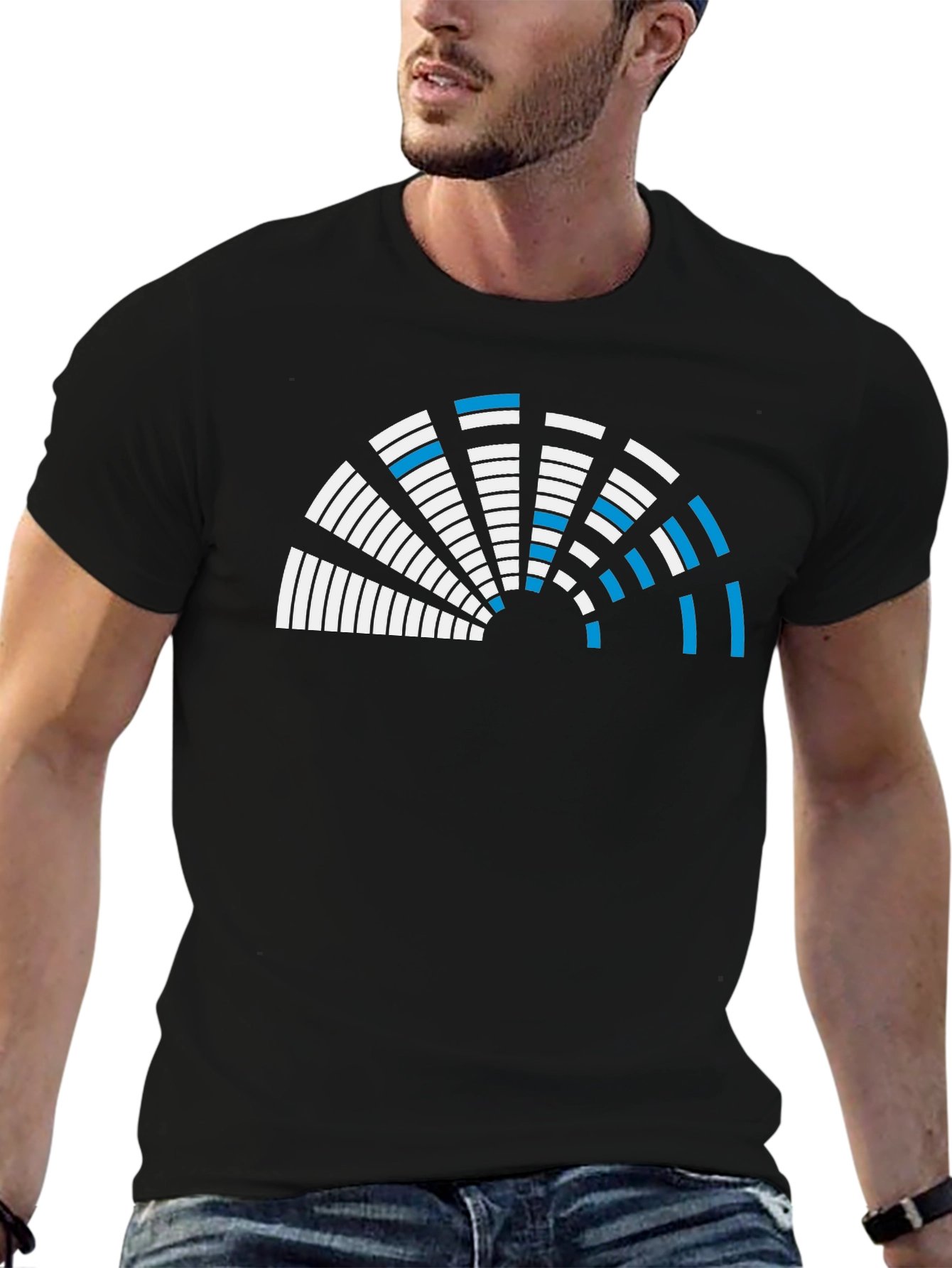 Abstract Graphic Tee - Black Crew Neck Shirt