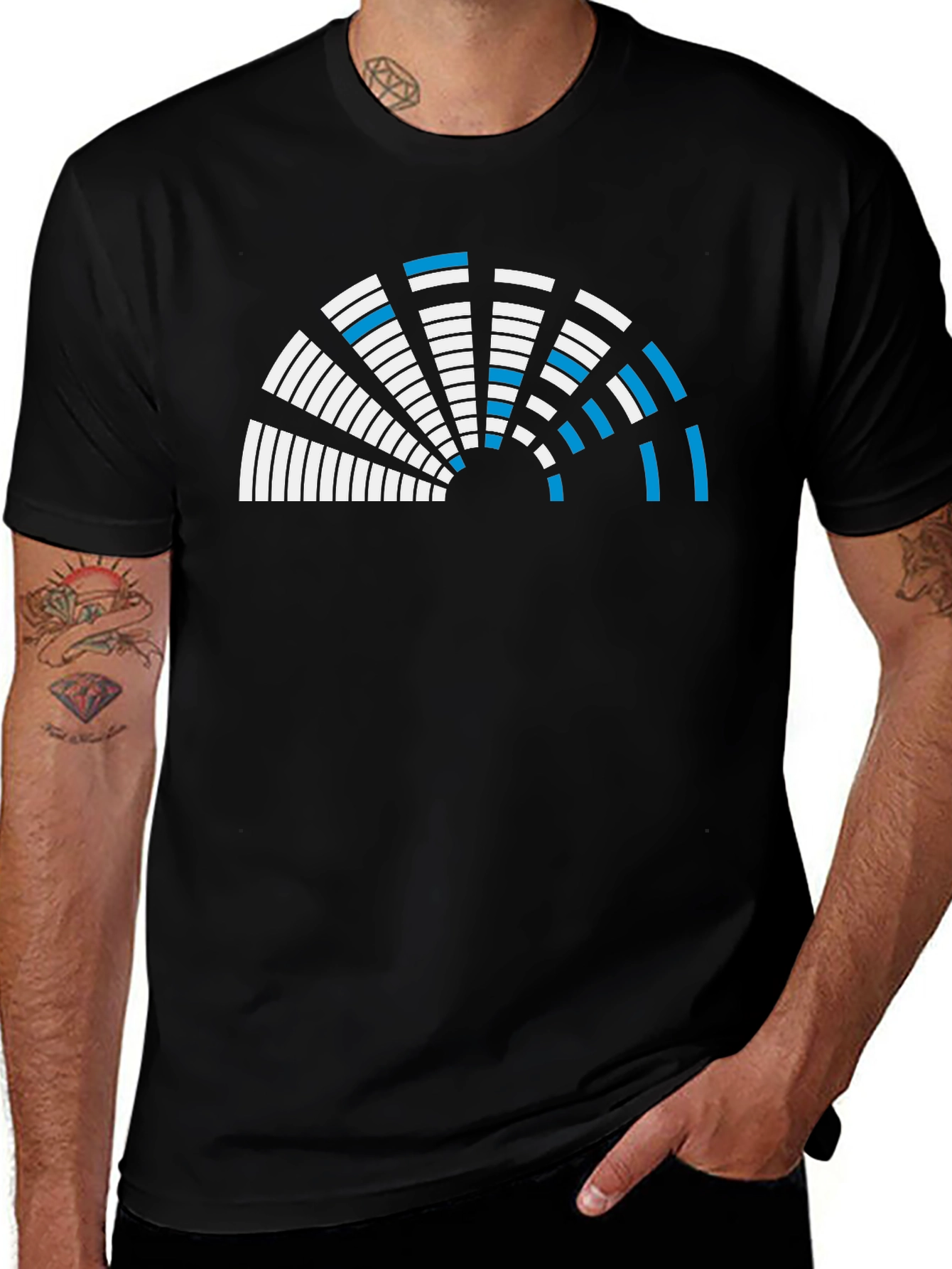 Abstract Graphic Tee - Black Crew Neck Shirt