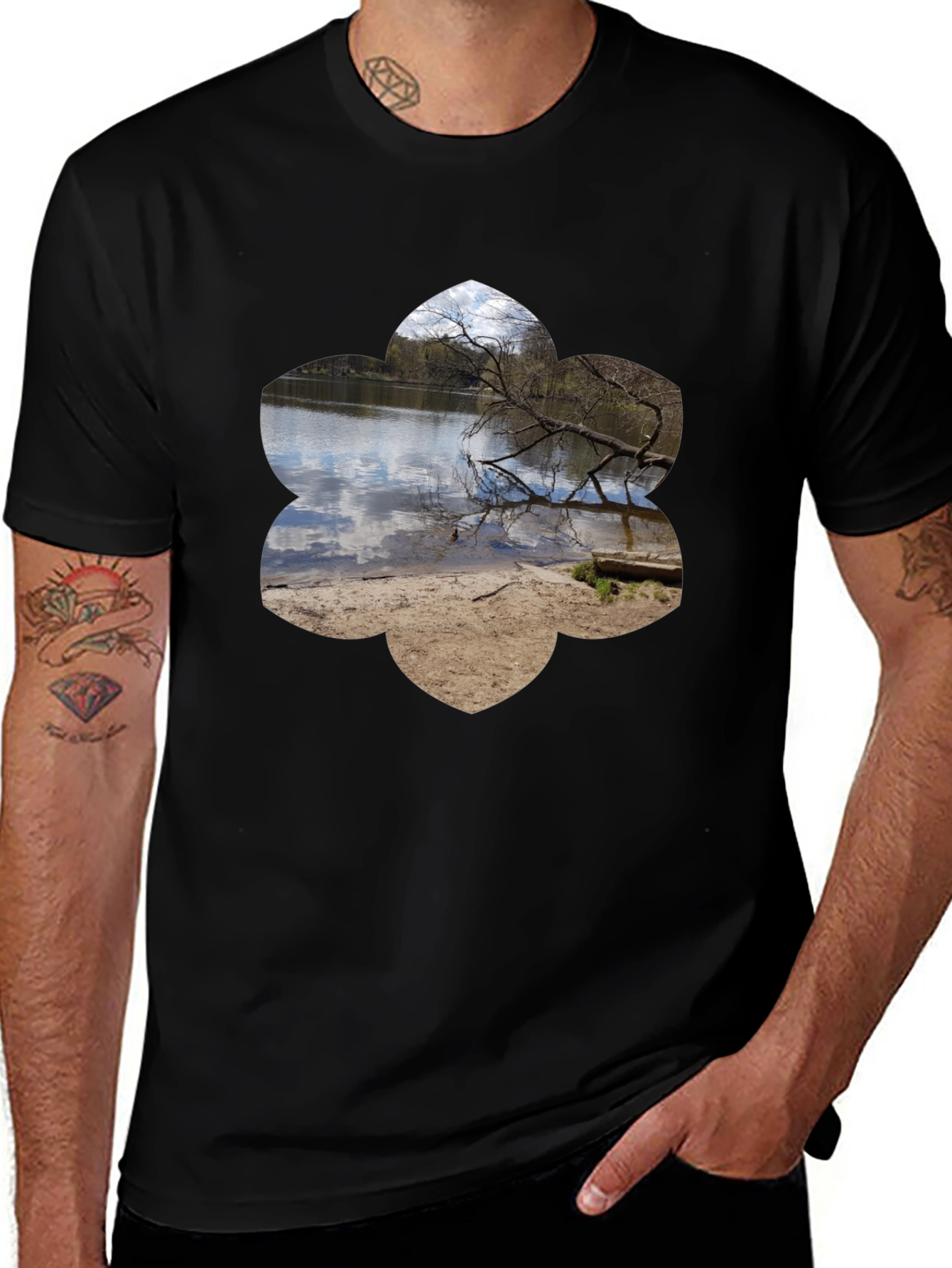 Nature Scene Graphic Tee - Black
