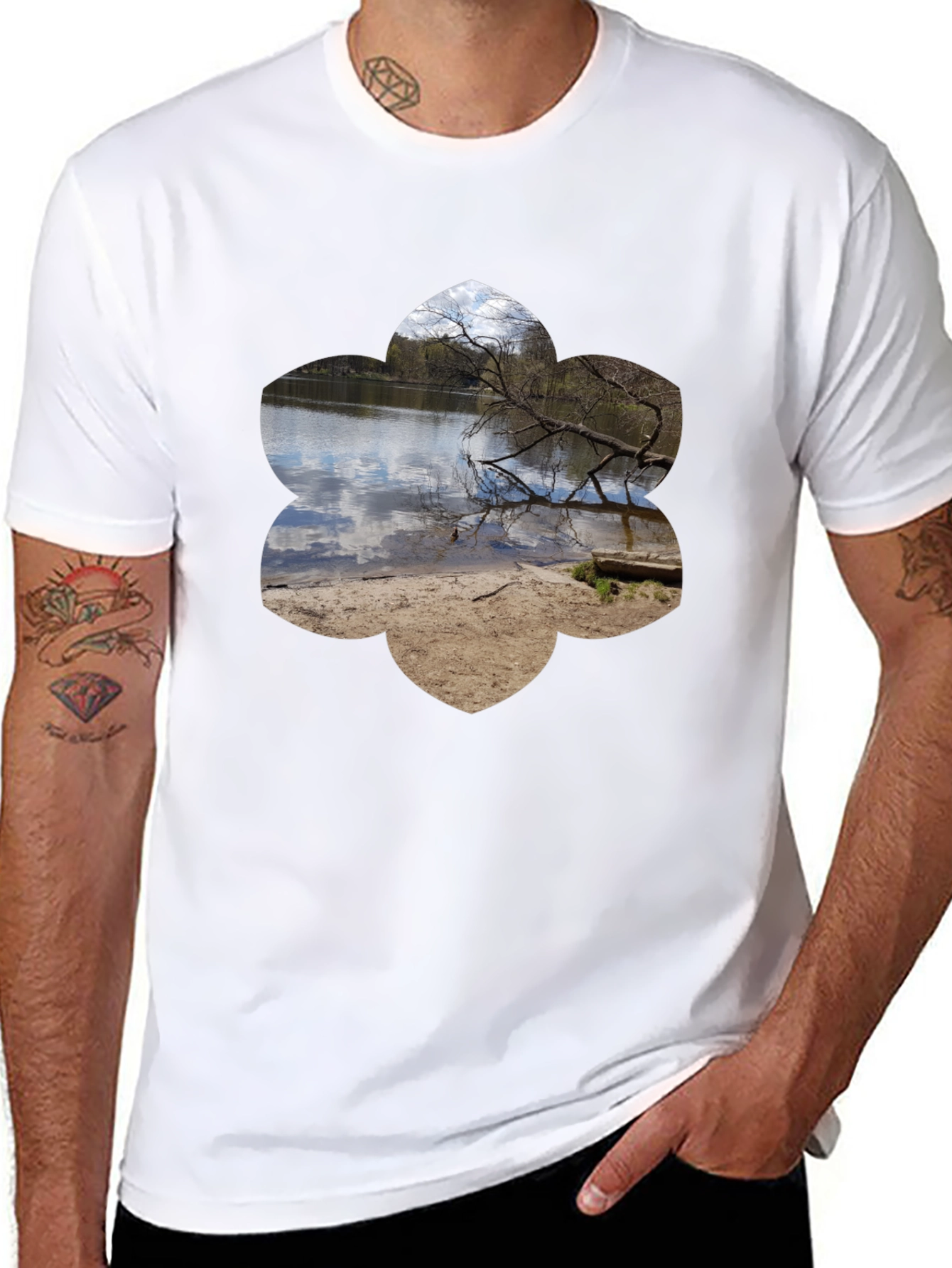 Nature Scene Graphic Tee - Black