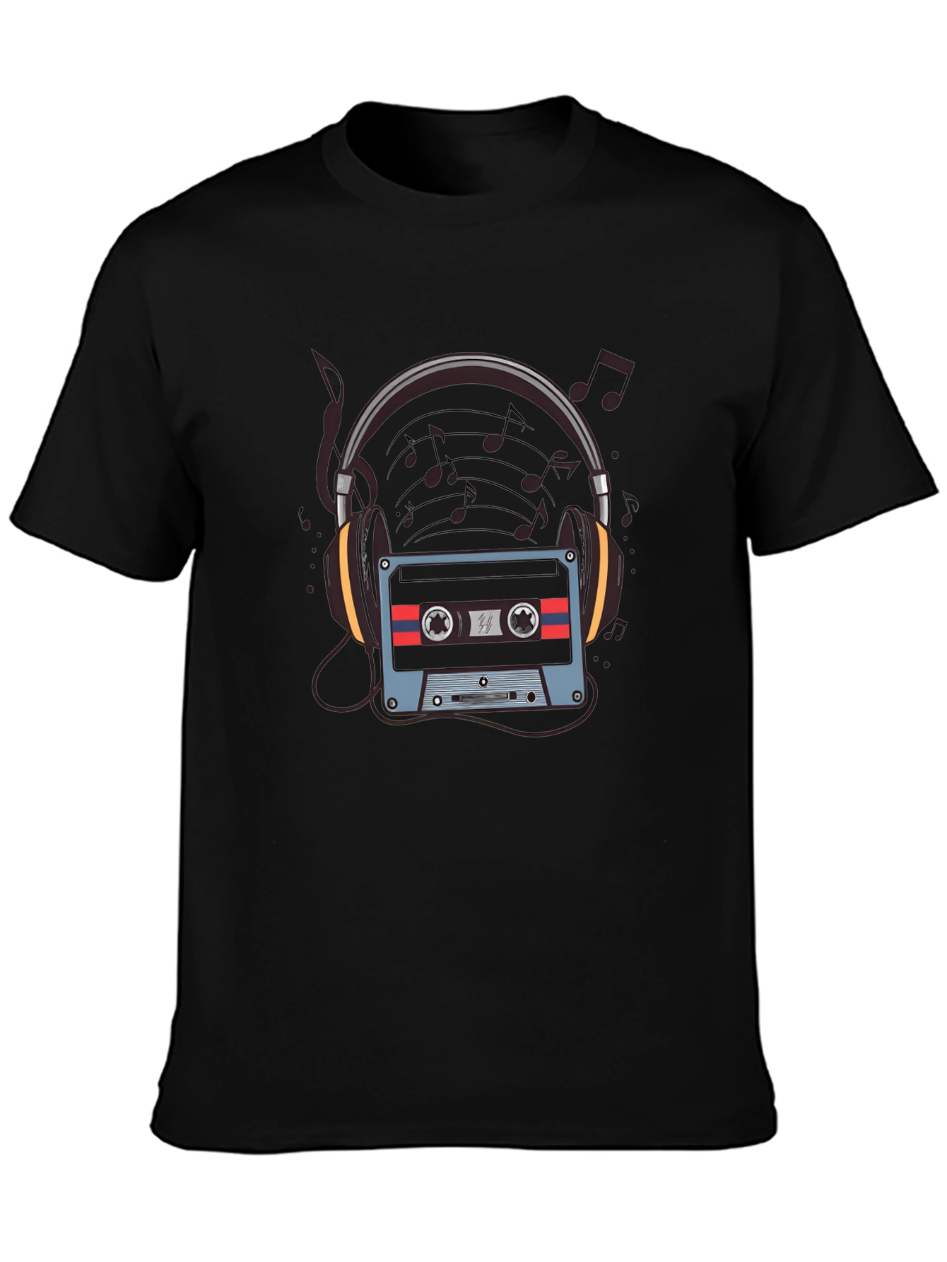 Retro Music T-Shirt - Headphones & Cassette Design