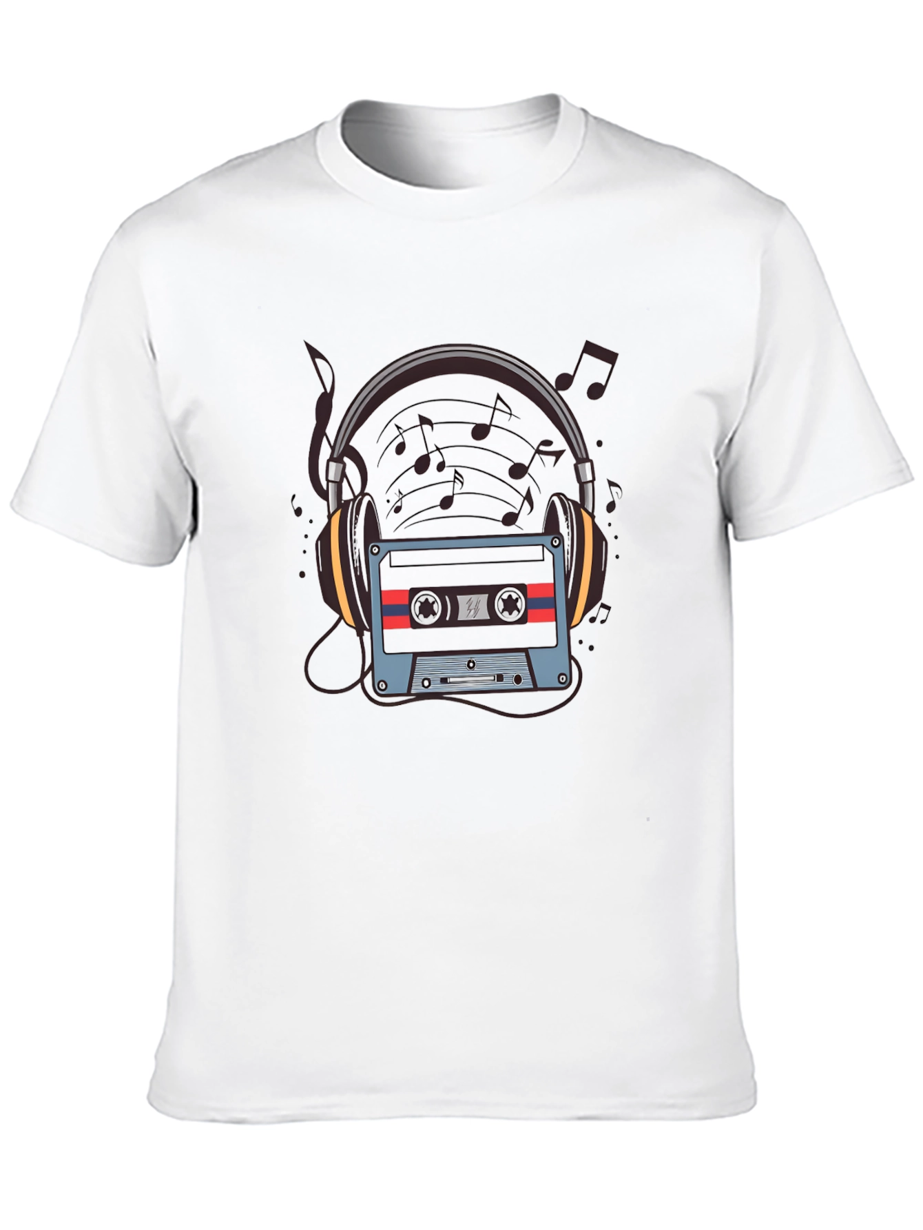Retro Music T-Shirt - Headphones & Cassette Design