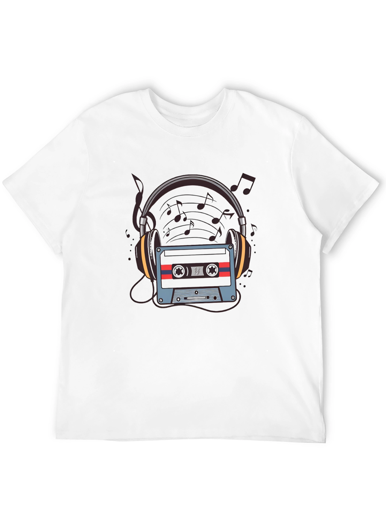 Retro Music T-Shirt - Headphones & Cassette Design