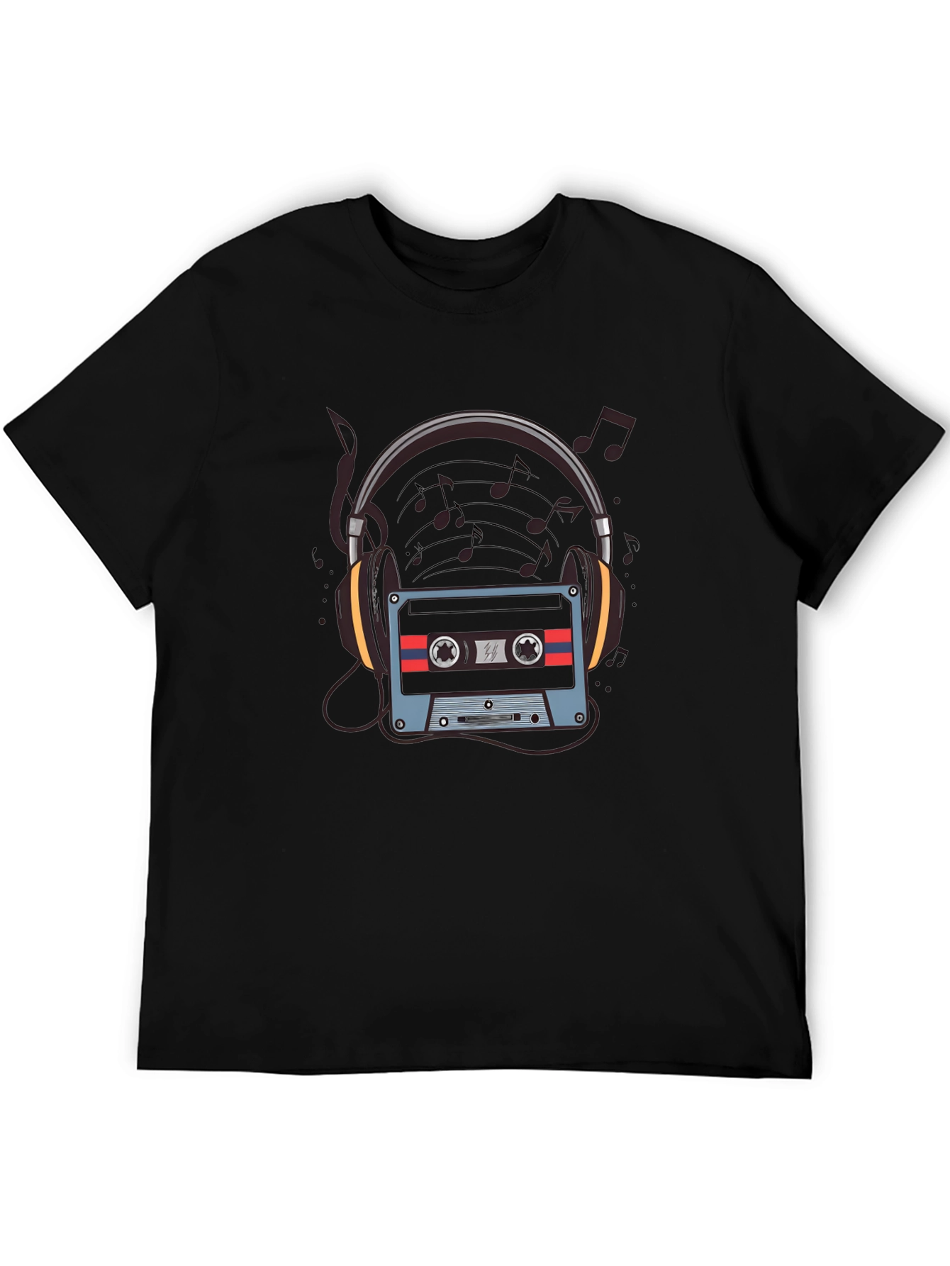 Retro Music T-Shirt - Headphones & Cassette Design