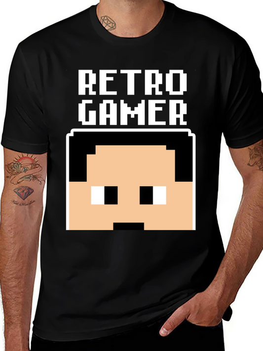 Retro Gamer Pixel Art Black T-Shirt
