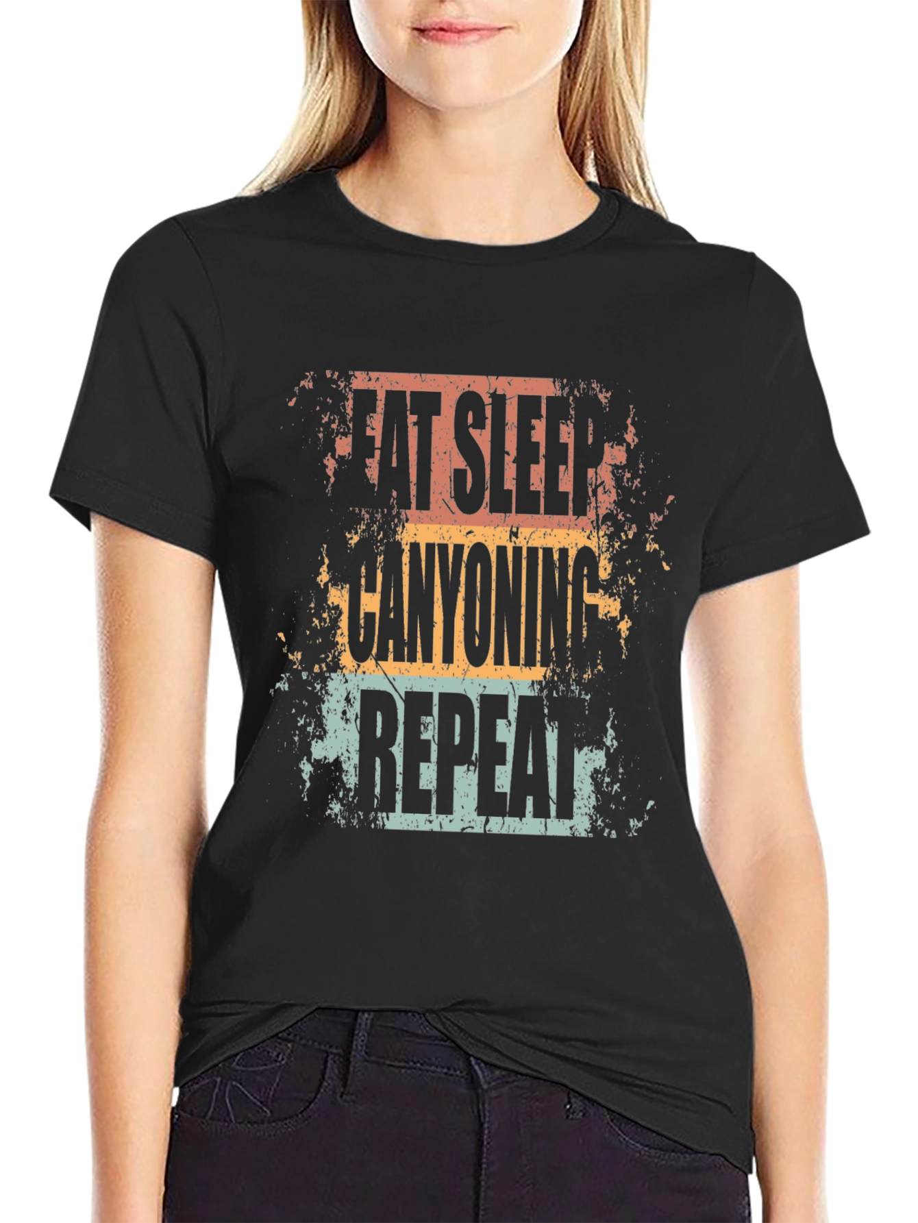 Eat Sleep Canyoning Repeat Black T-Shirt