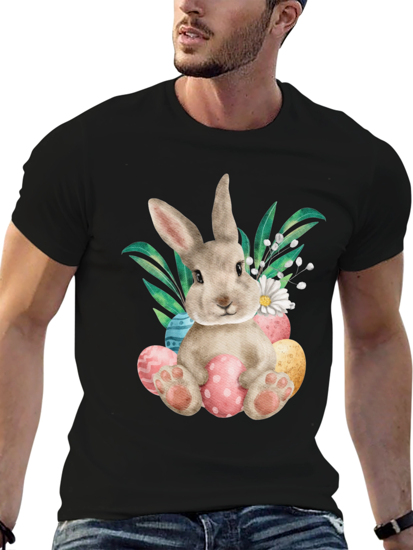 Easter Bunny T-Shirt - Cute Rabbit & Eggs
