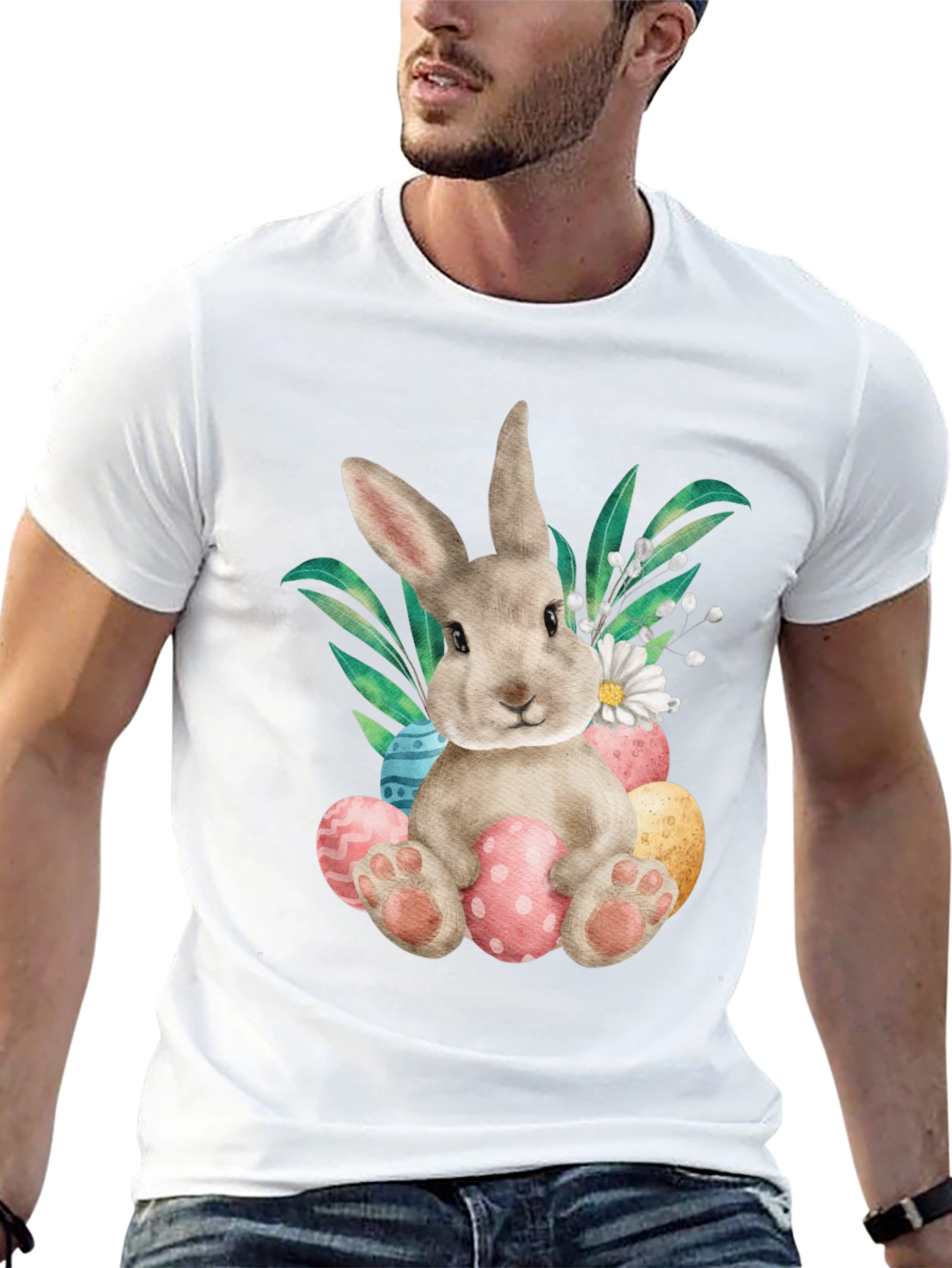 Easter Bunny T-Shirt - Cute Rabbit & Eggs