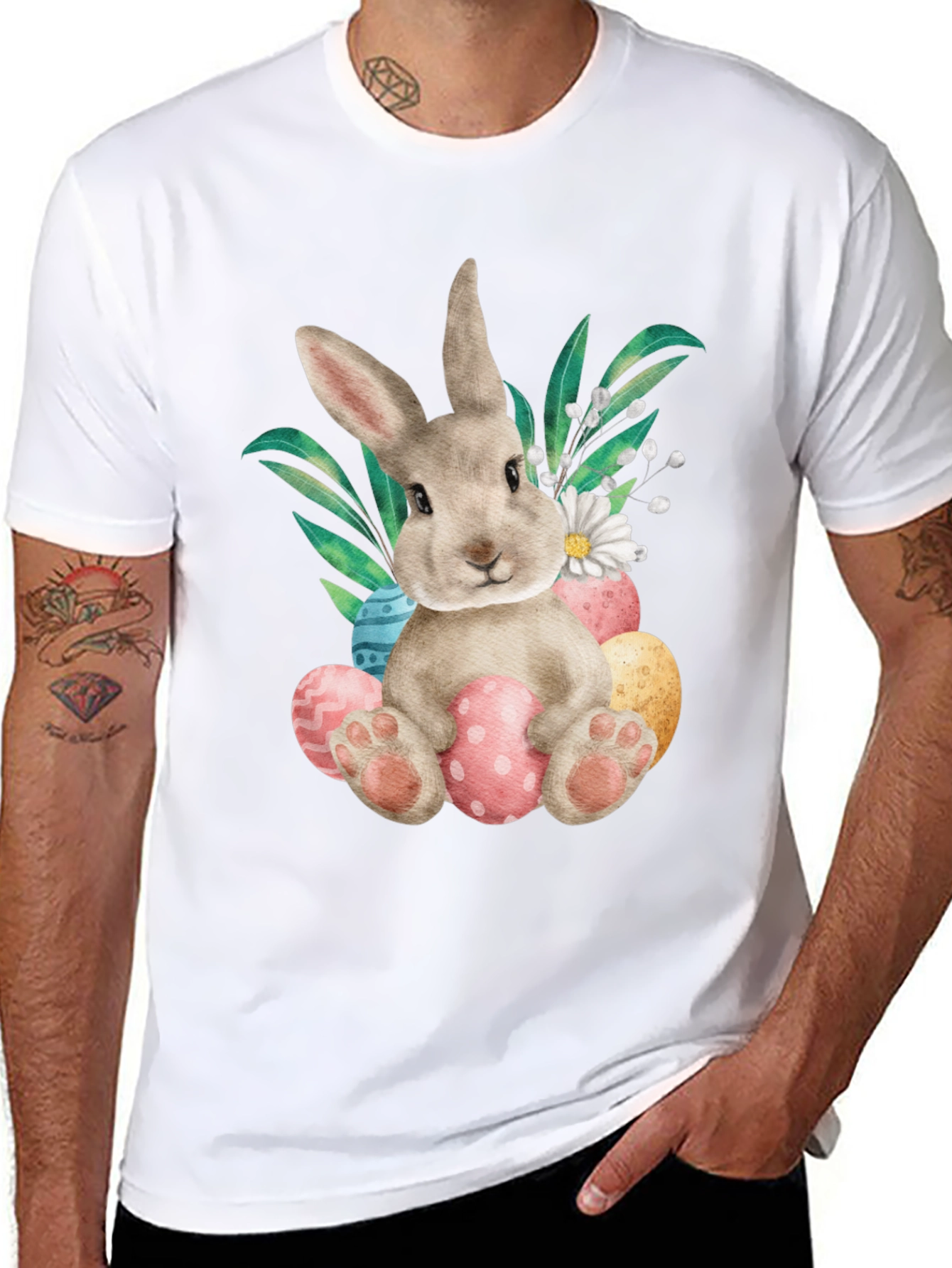 Easter Bunny T-Shirt - Cute Rabbit & Eggs