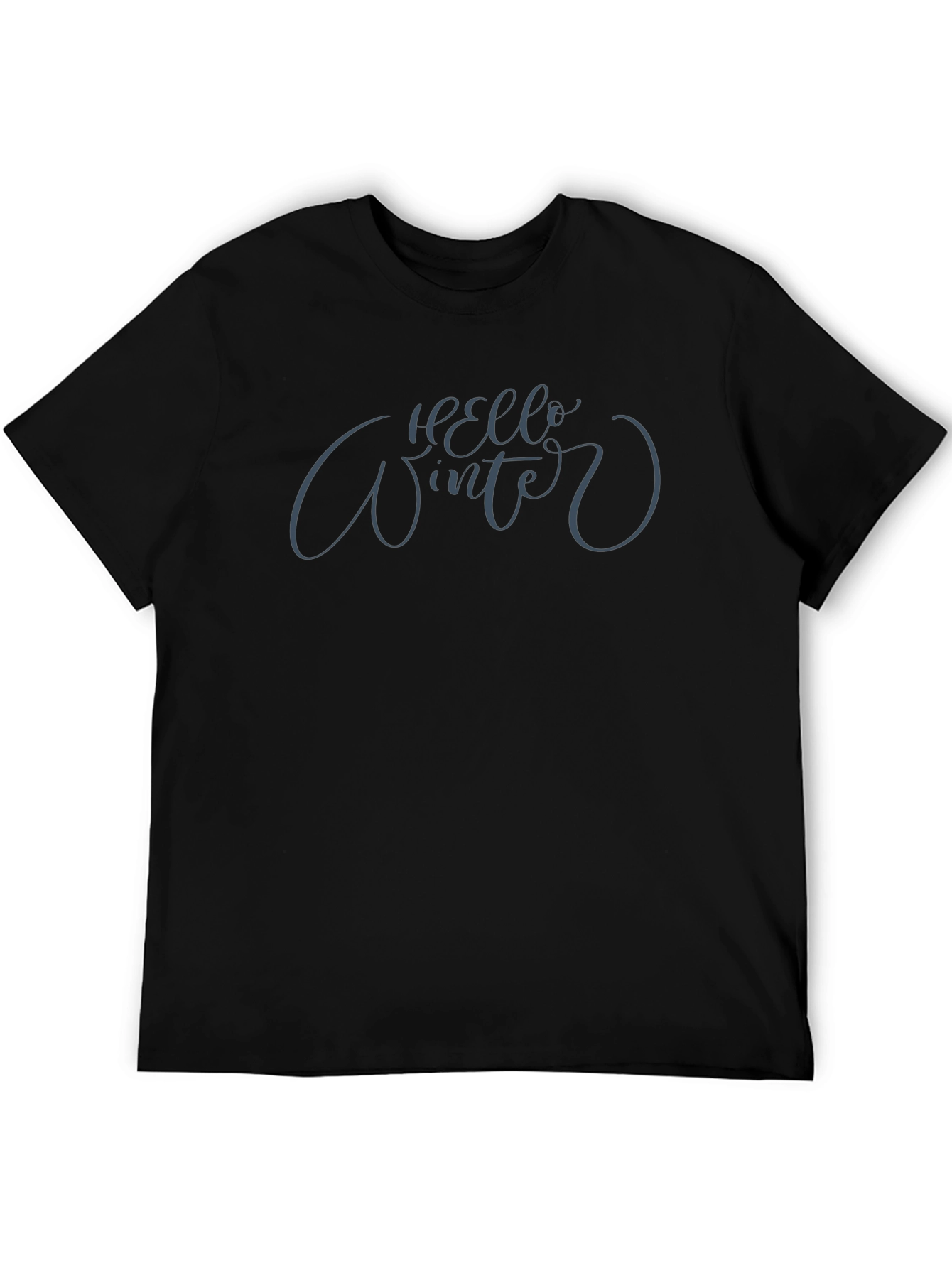 Hello Winter Black T-Shirt - Stylish Holiday Apparel
