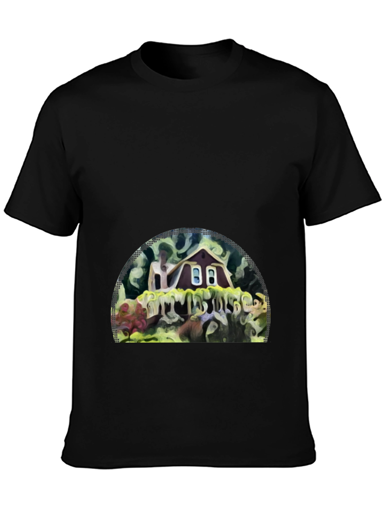 Whimsical House Graphic Tee - Artistic Print Comfort
