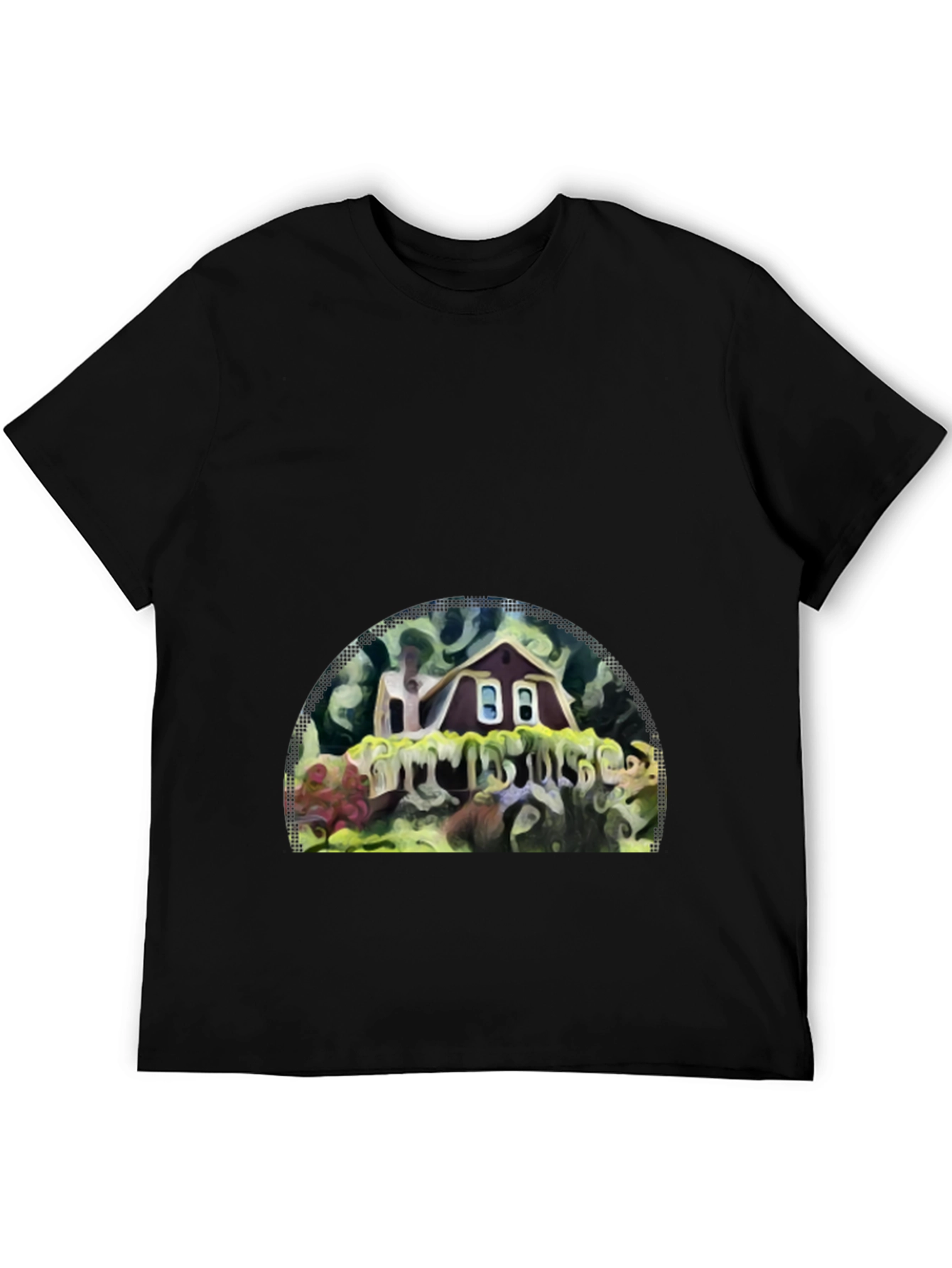 Whimsical House Graphic Tee - Artistic Print Comfort
