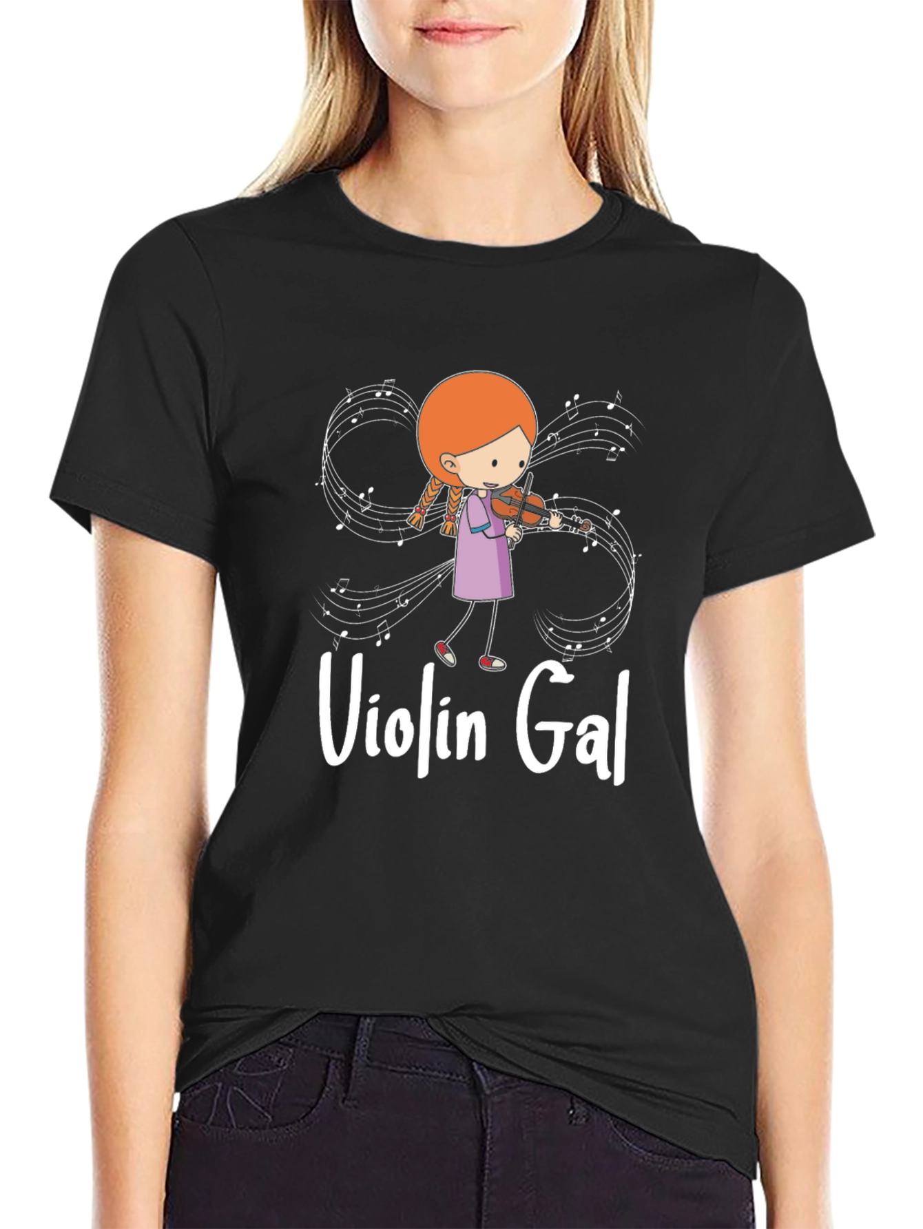 Violin Gal Black T-Shirt