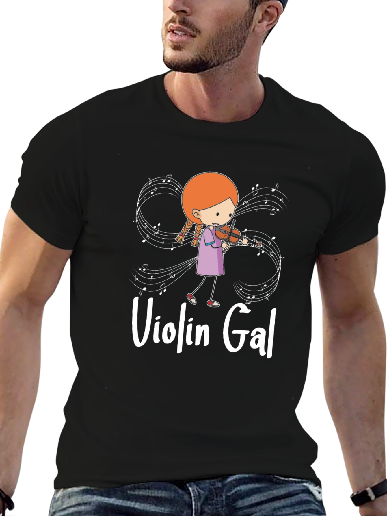 Violin Gal Black T-Shirt