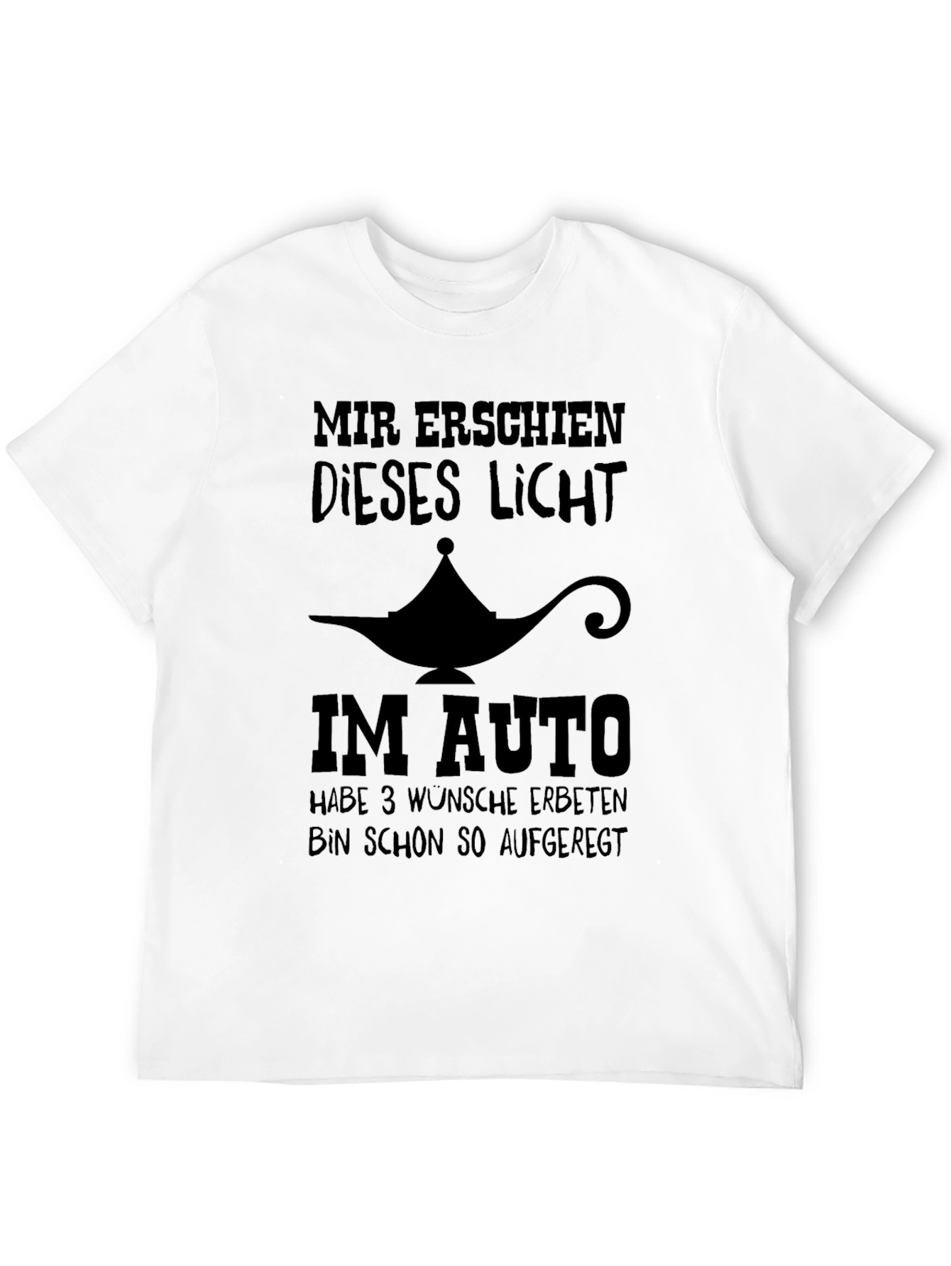 Mens Black T-Shirt with Funny Genie Lamp Graphic