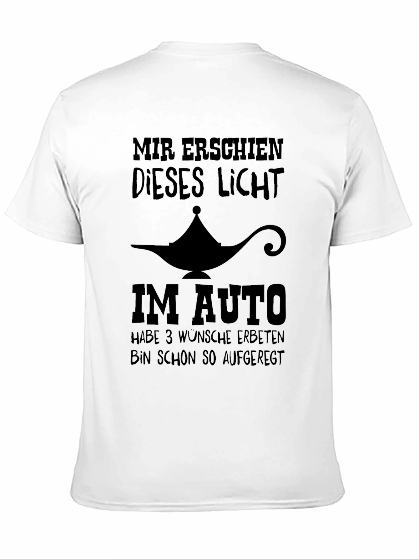Mens Black T-Shirt with Funny Genie Lamp Graphic