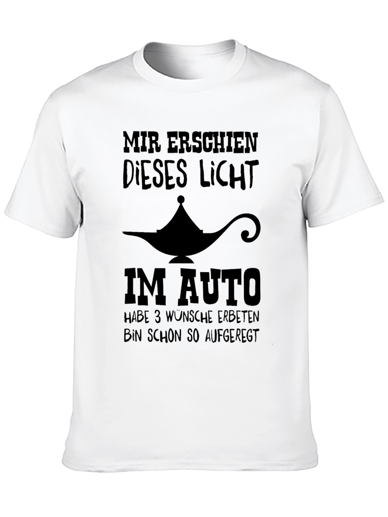 Mens Black T-Shirt with Funny Genie Lamp Graphic