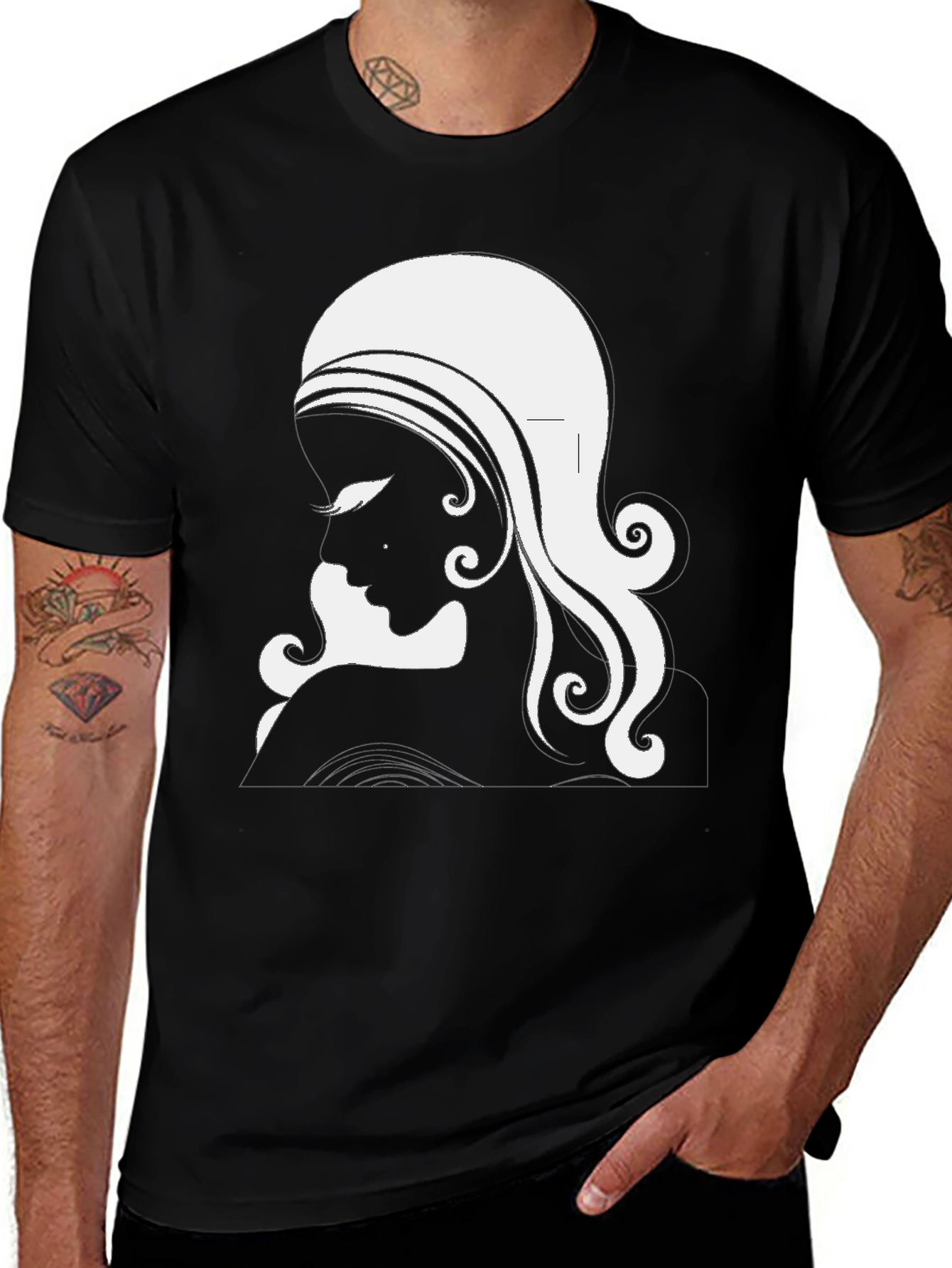 Elegant Woman Silhouette Black Tee