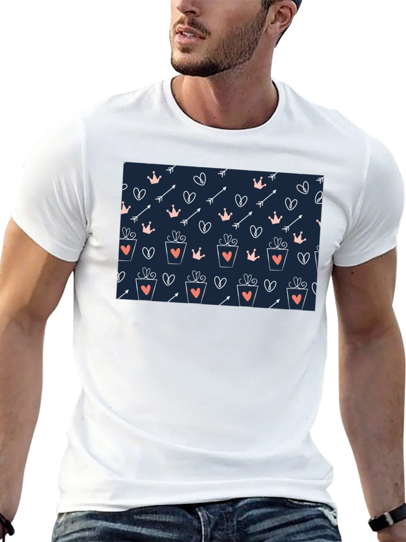 Love Patterned Graphic Tee - Black