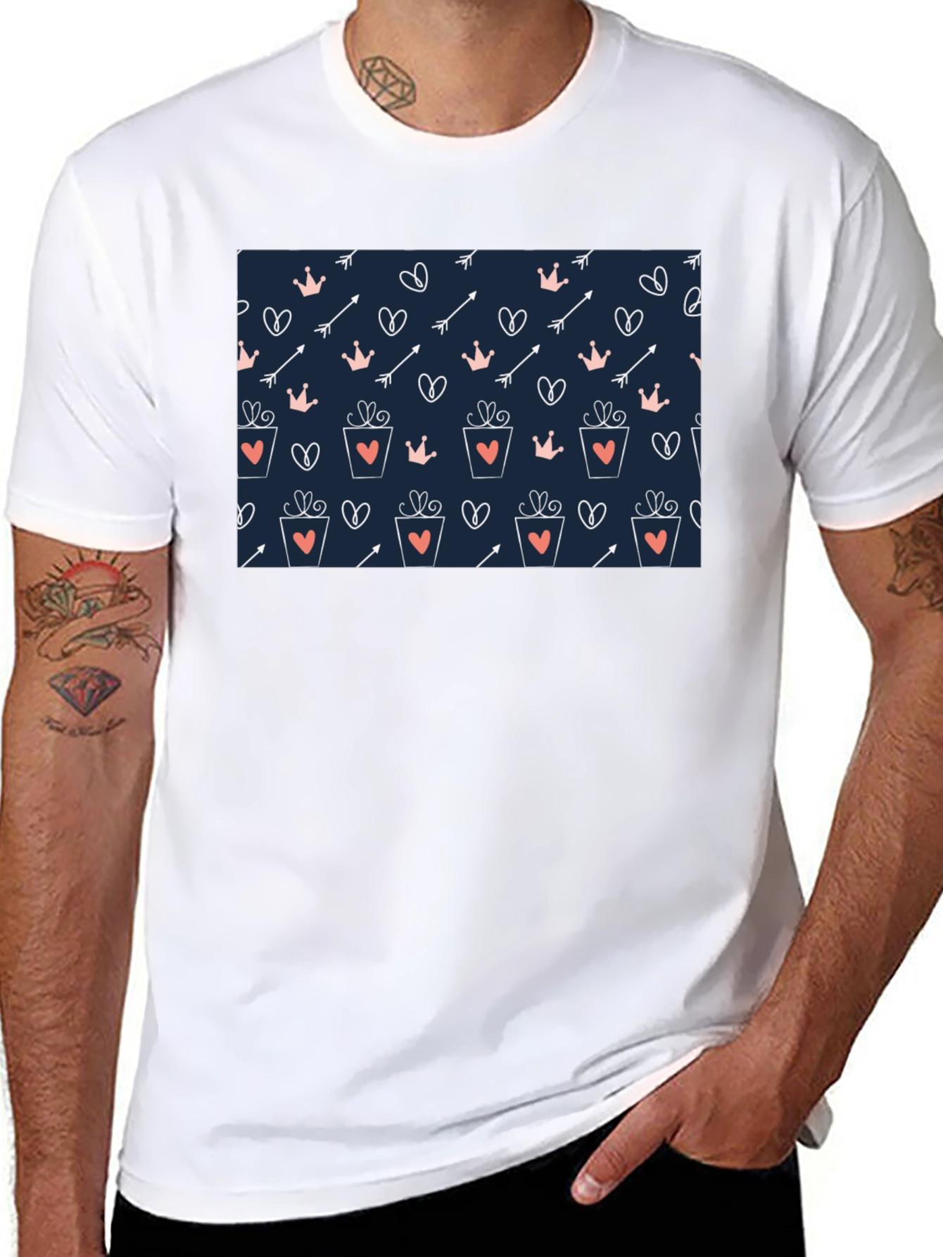 Love Patterned Graphic Tee - Black