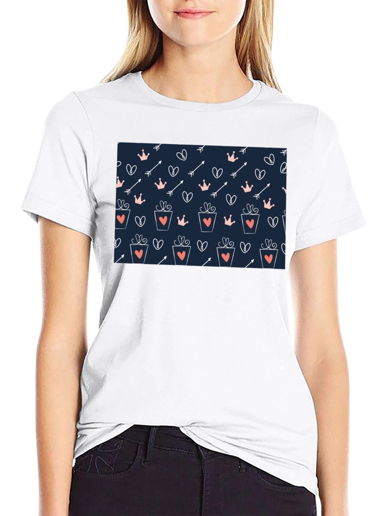 Love Patterned Graphic Tee - Black