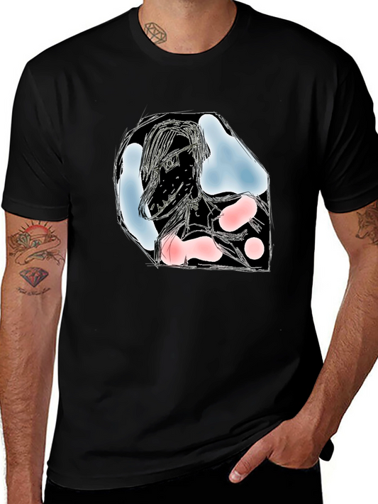 Abstract Sketch Graphic Black T-Shirt