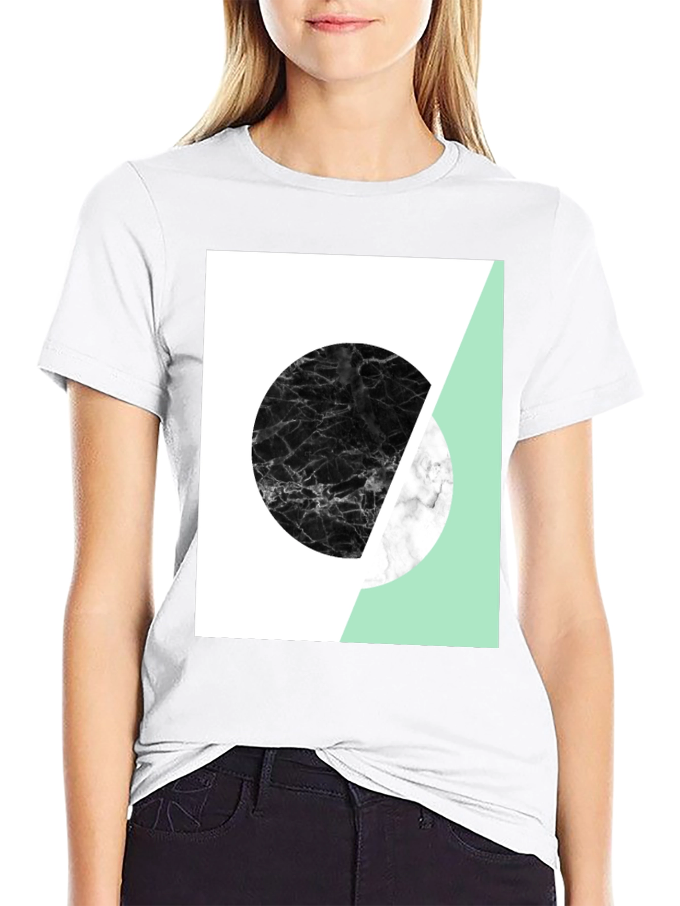 Abstract Graphic Print Tee - Modern Style