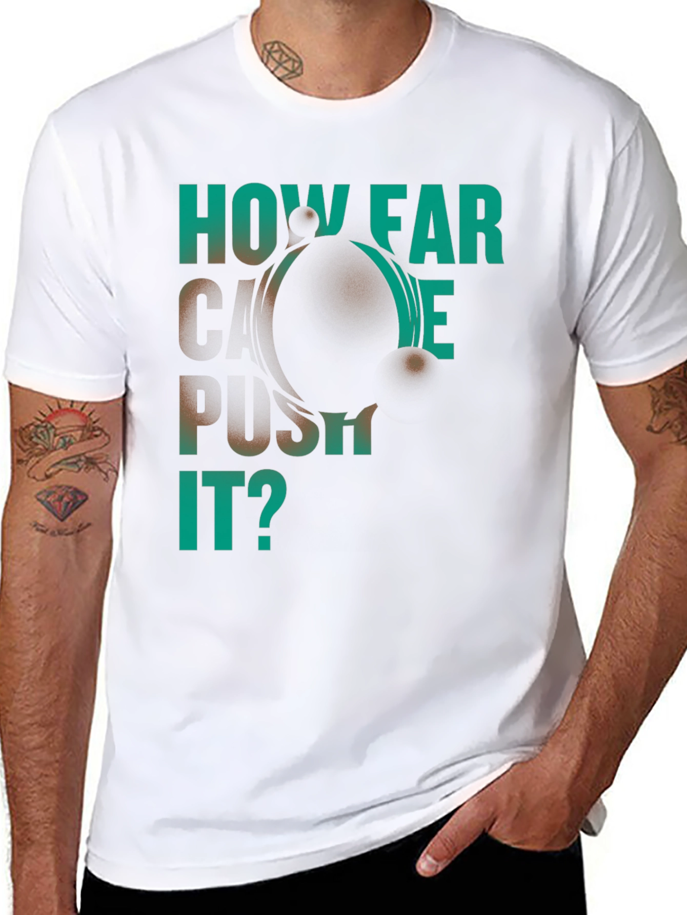 How Far Can We Push It? Black Graphic T-Shirt
