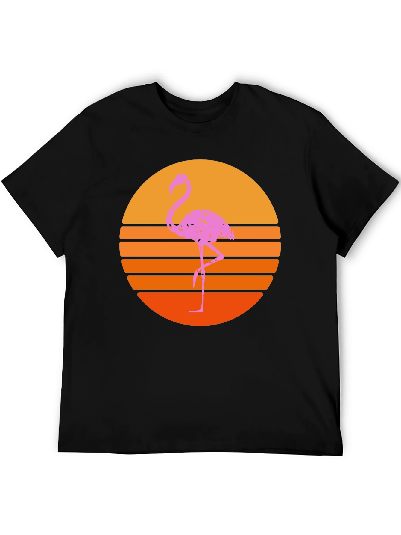 Retro Flamingo Sunset T-Shirt - Black