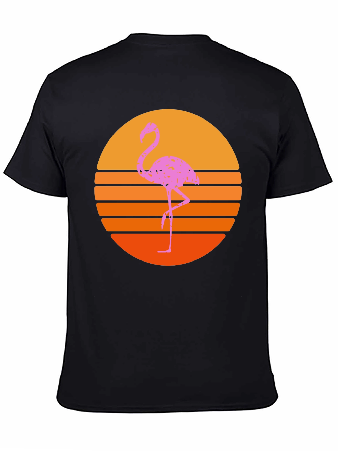 Retro Flamingo Sunset T-Shirt - Black
