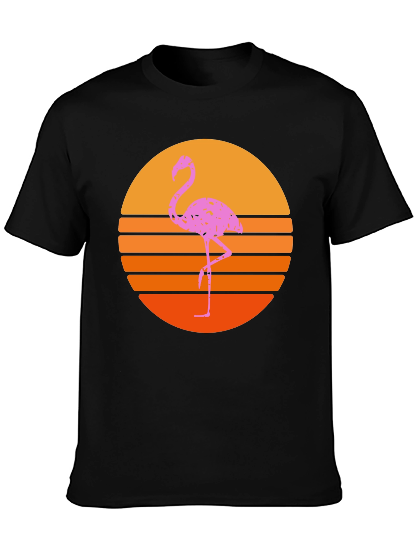 Retro Flamingo Sunset T-Shirt - Black