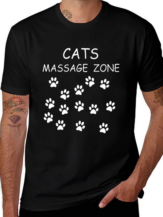 Cats Massage Zone T-Shirt - Paw Print Funny Tee