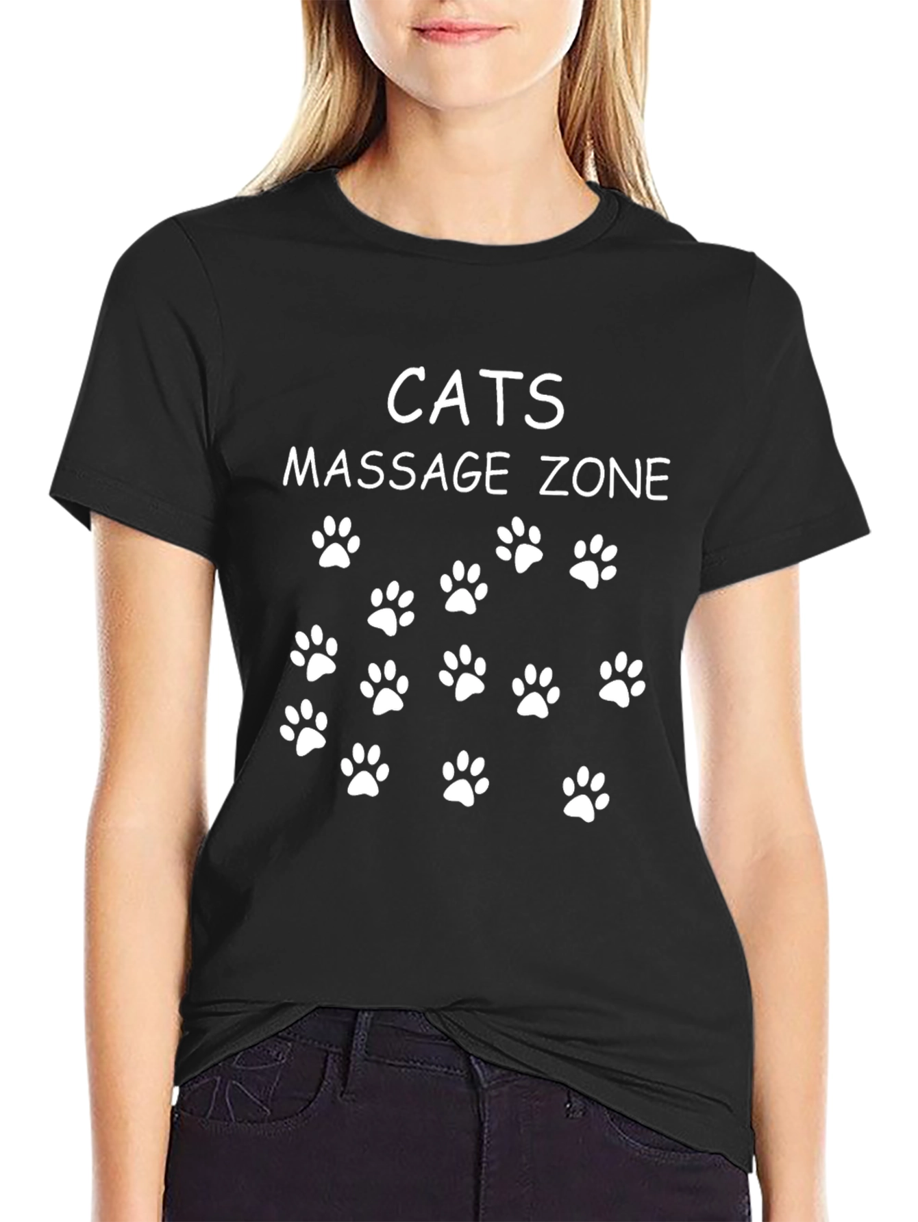 Cats Massage Zone T-Shirt - Paw Print Funny Tee