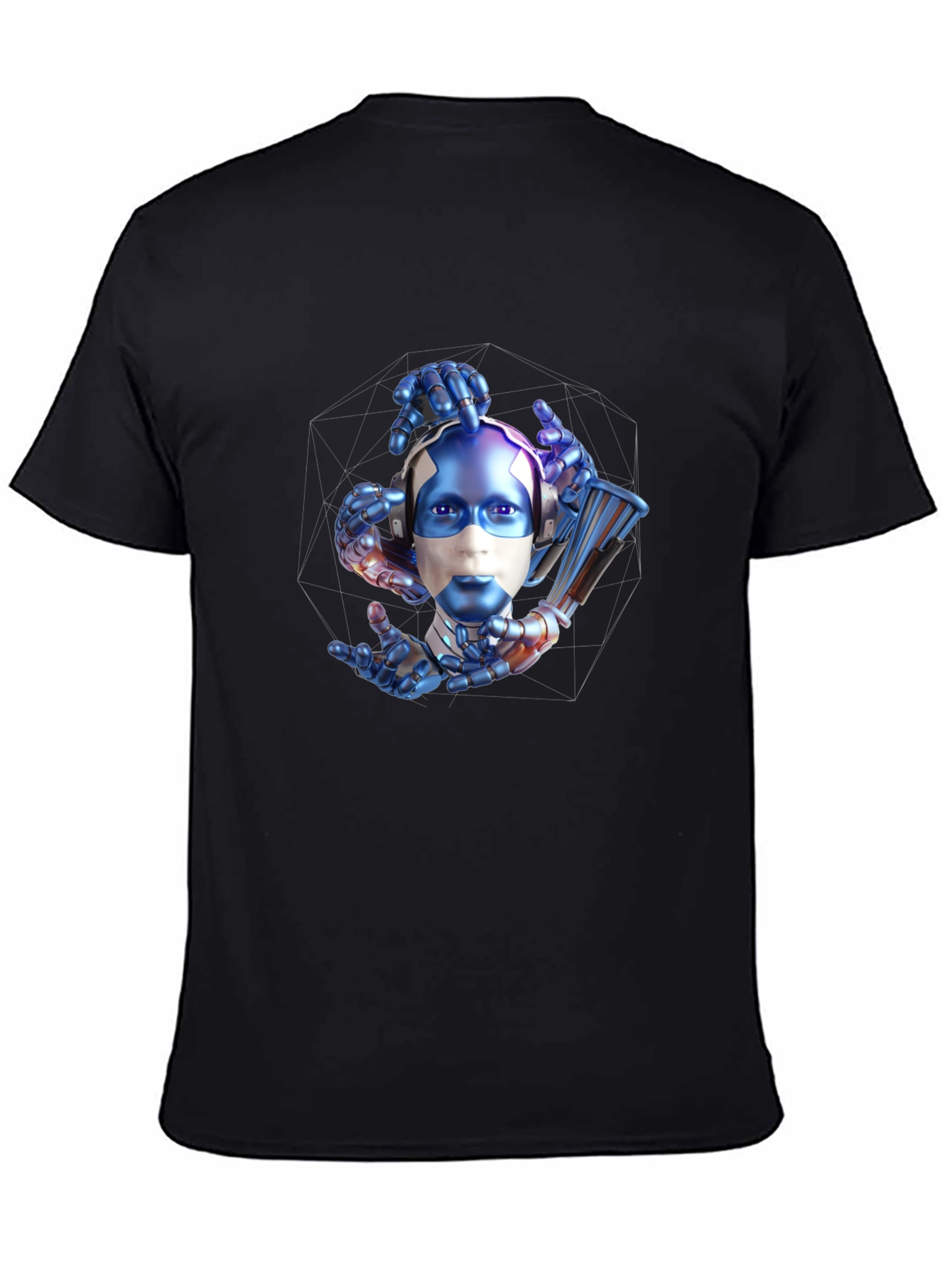 Cyberpunk Robot Head Graphic T-Shirt