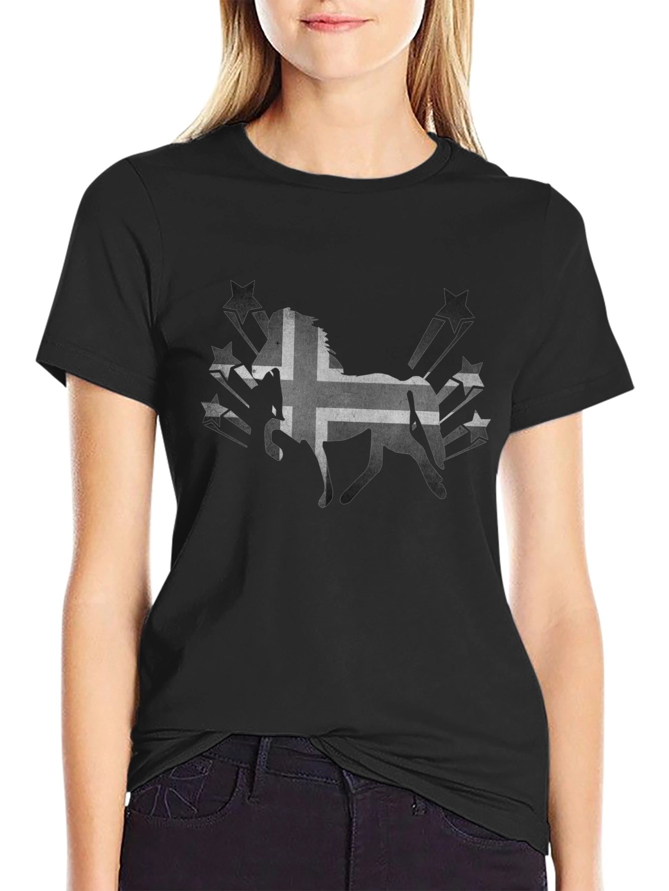 Icelandic Horse Tee - Black Graphic T-Shirt