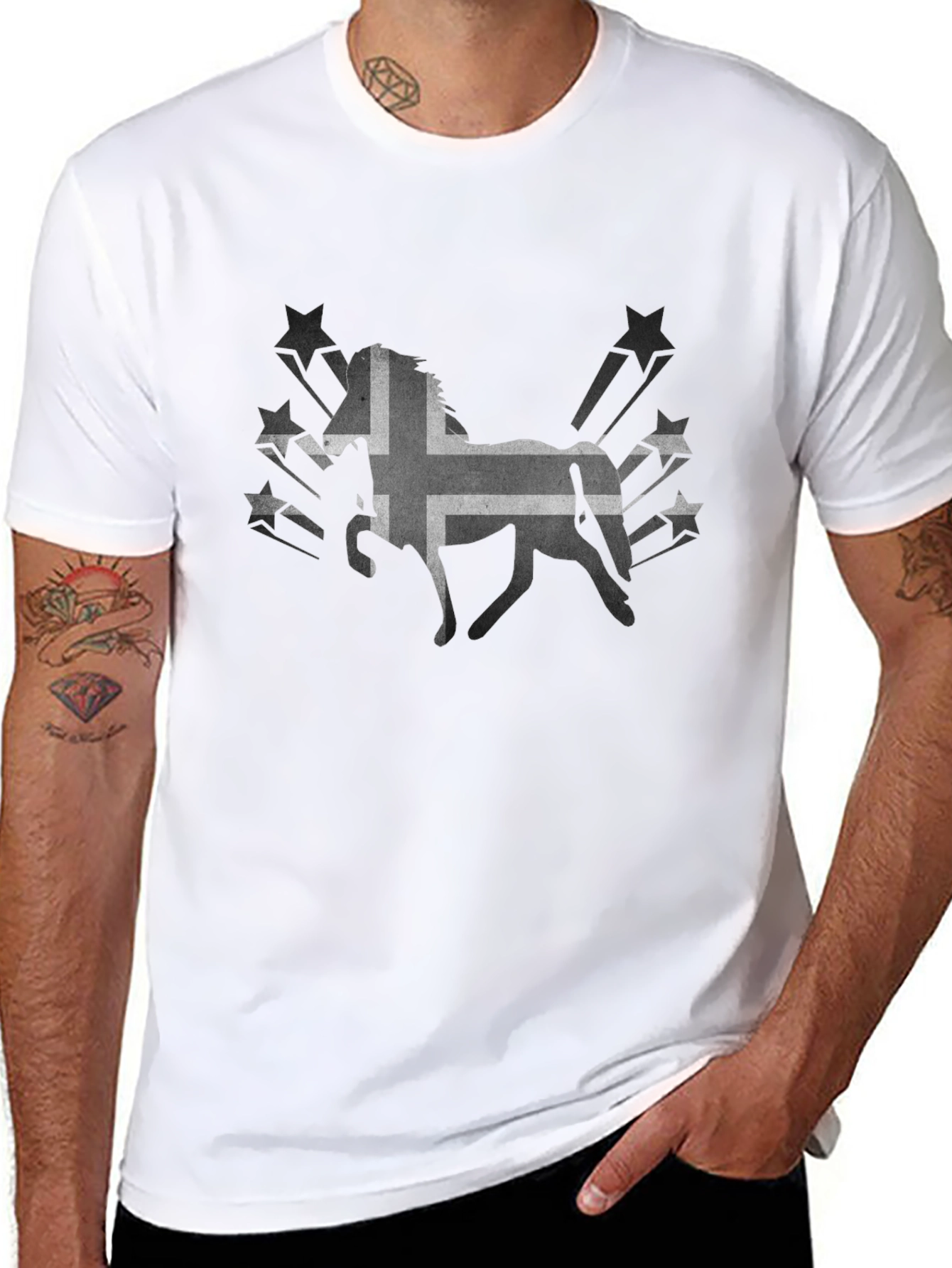 Icelandic Horse Tee - Black Graphic T-Shirt