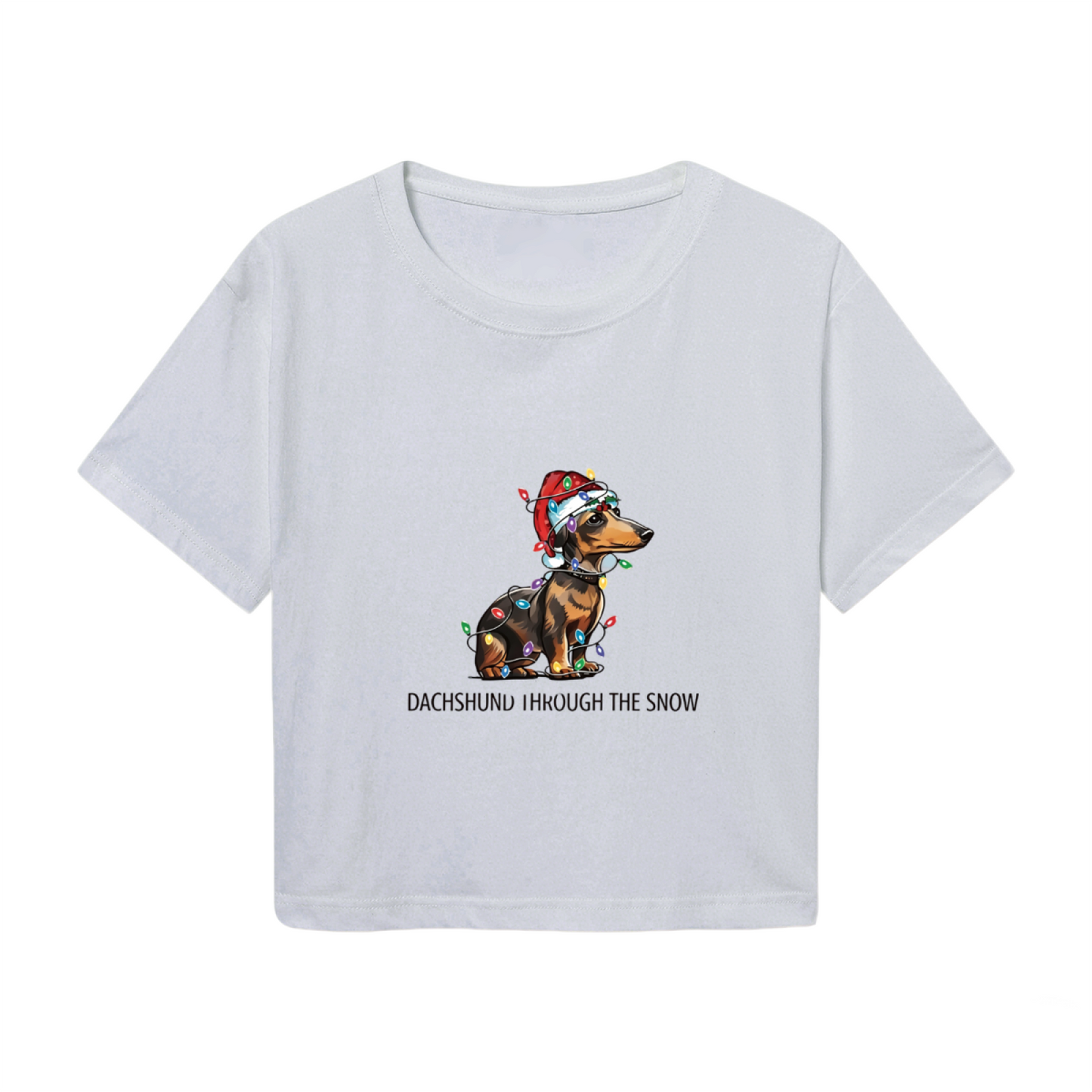 Dachshund Puppy Christmas Lights X?mas Party Crop Top