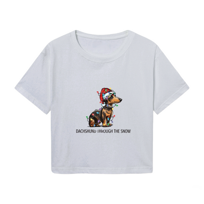 Dachshund Puppy Christmas Lights X?mas Party Crop Top