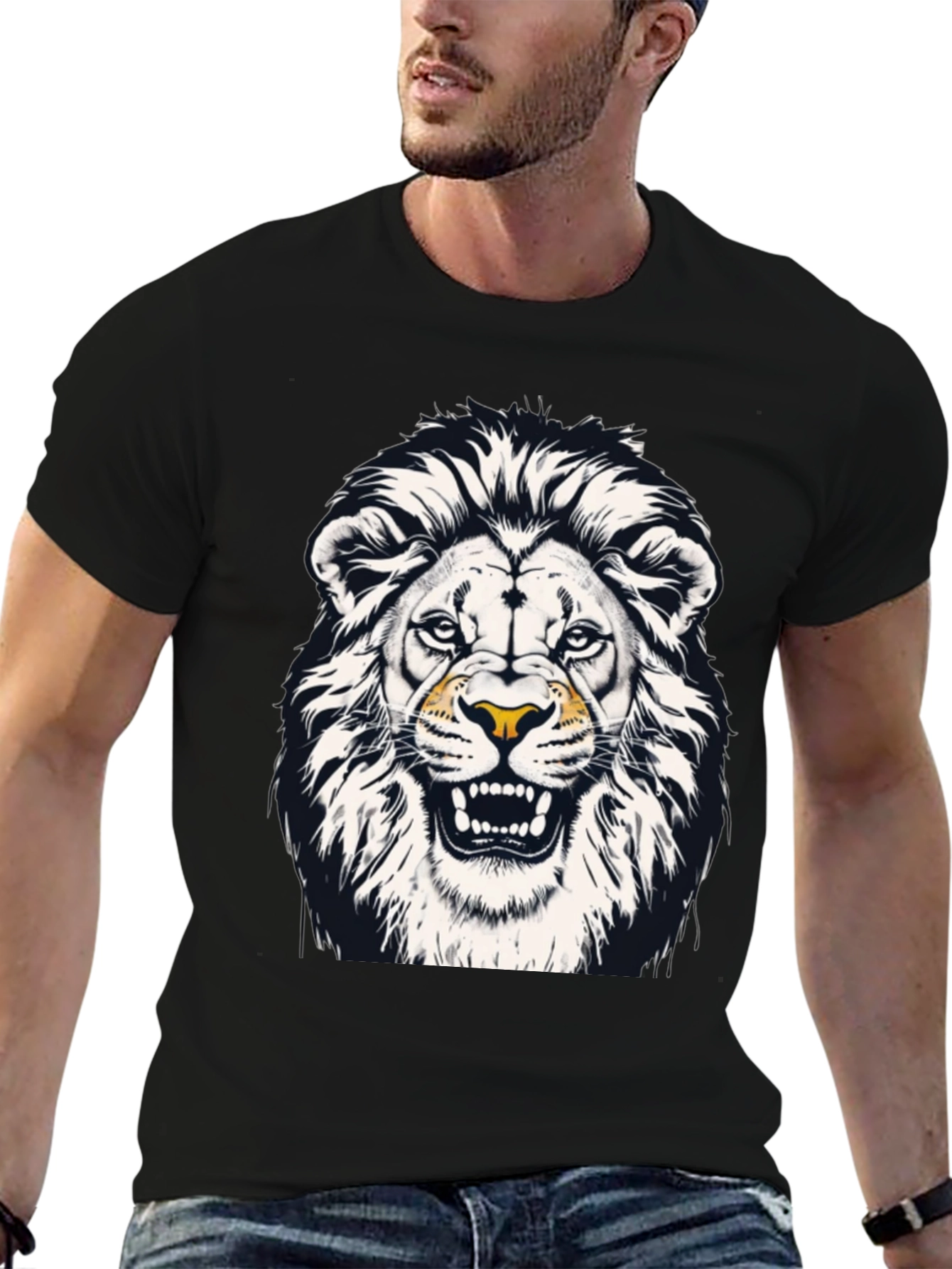 Lion Graphic Black T-Shirt - Mens Fashion Tee