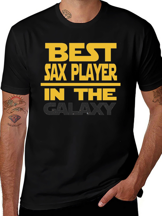 Best Sax Player Galaxy T-Shirt - Black Cotton Tee