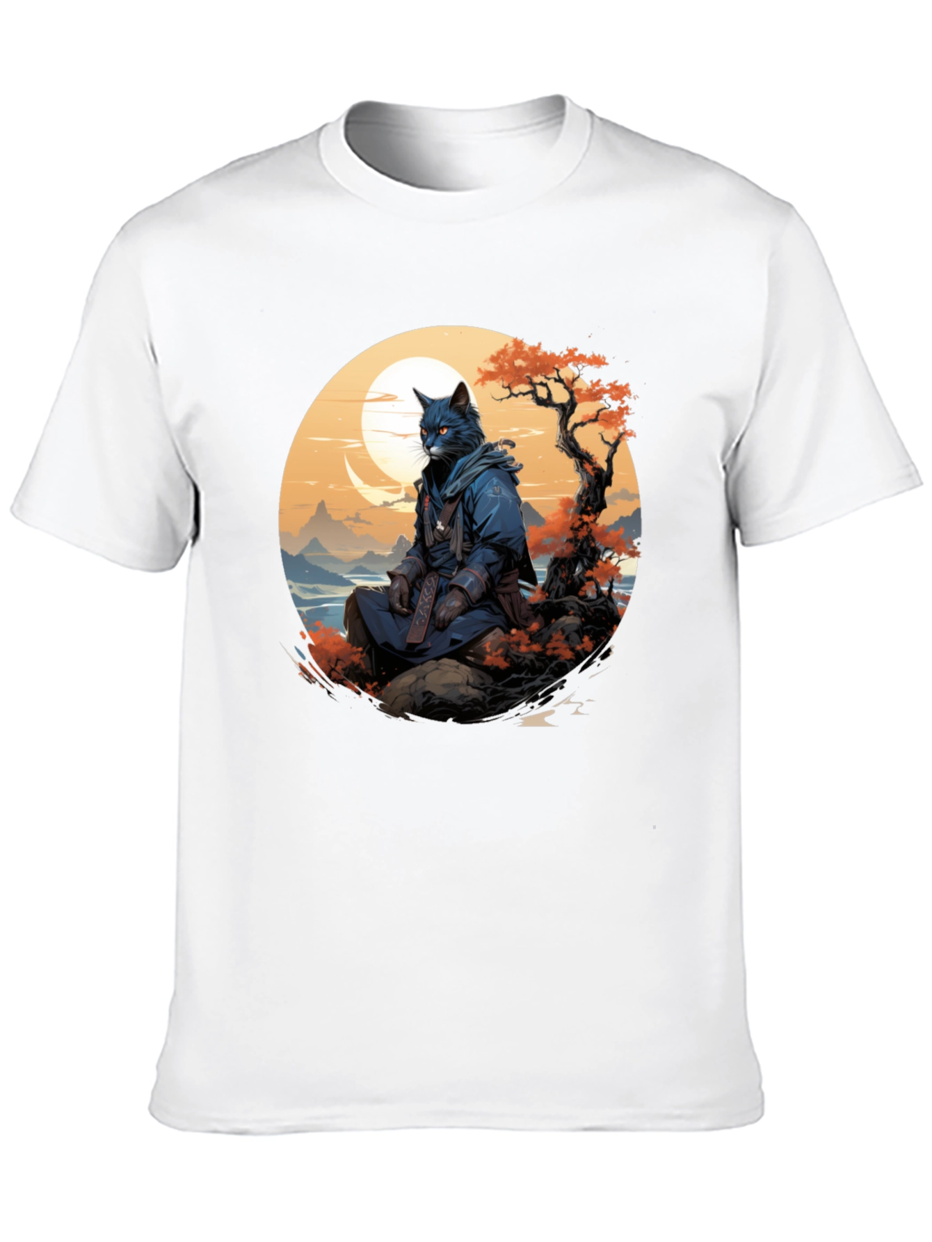 Samurai Cat T-Shirt - Unique Graphic Tee