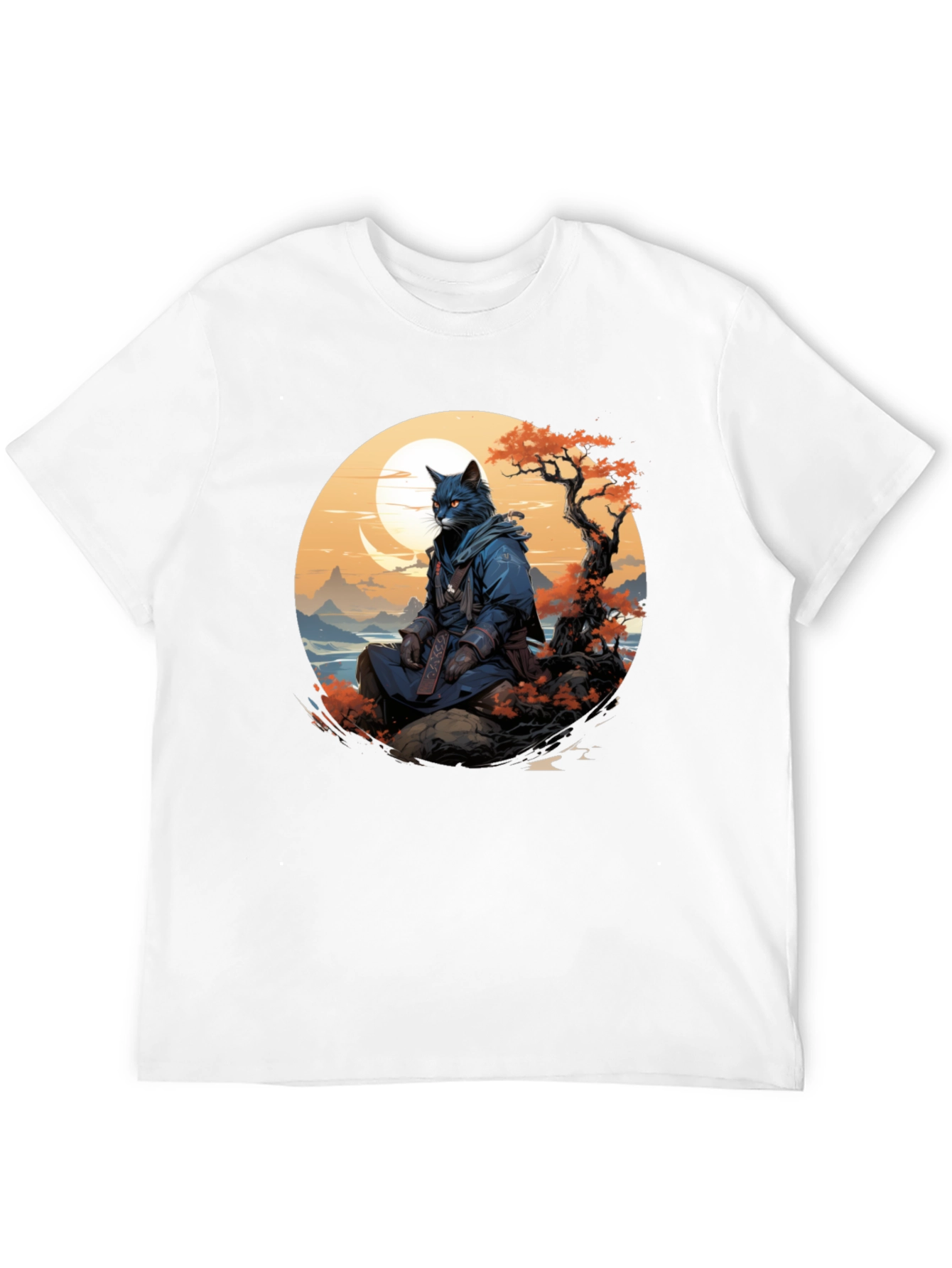 Samurai Cat T-Shirt - Unique Graphic Tee