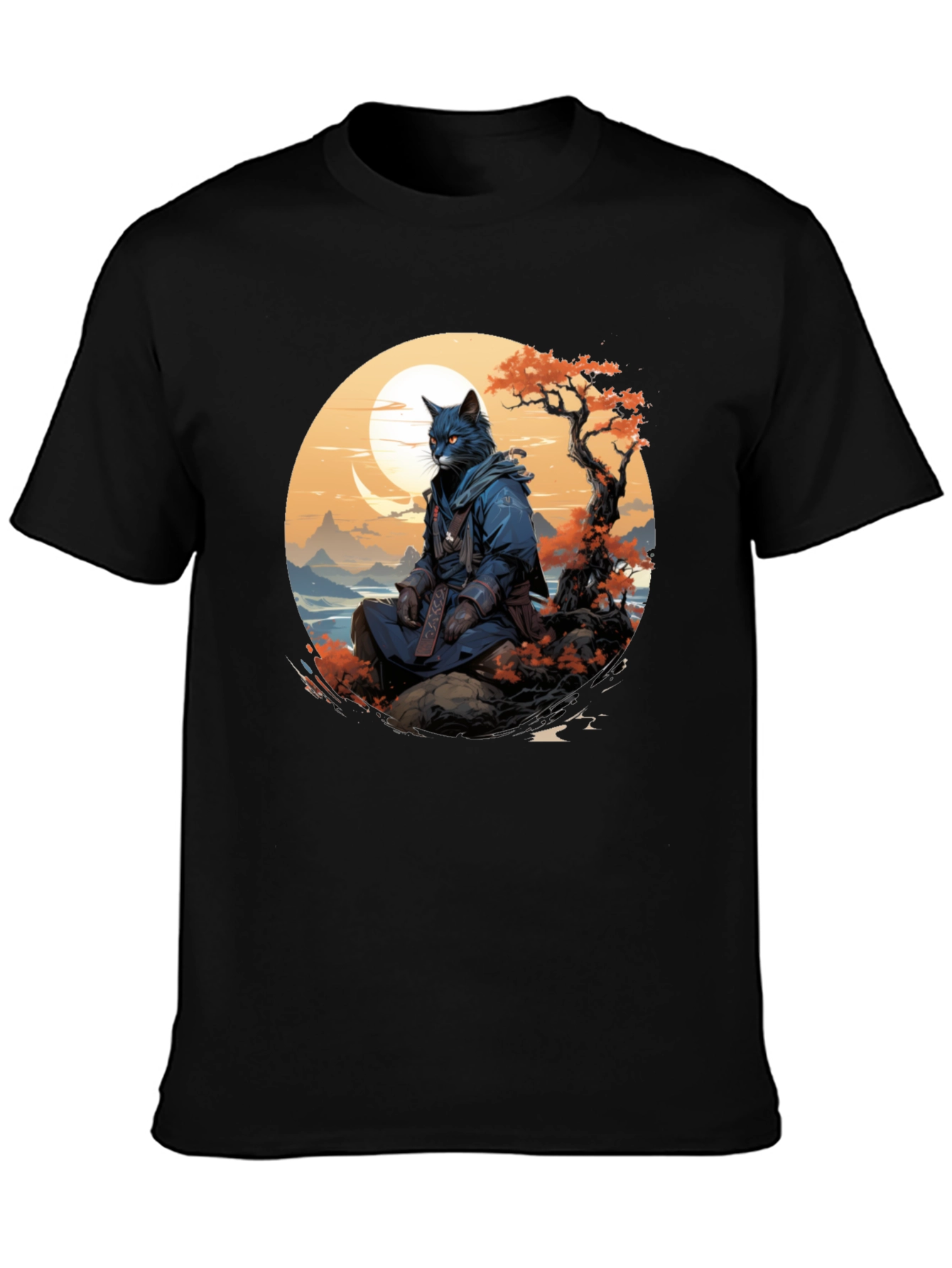 Samurai Cat T-Shirt - Unique Graphic Tee