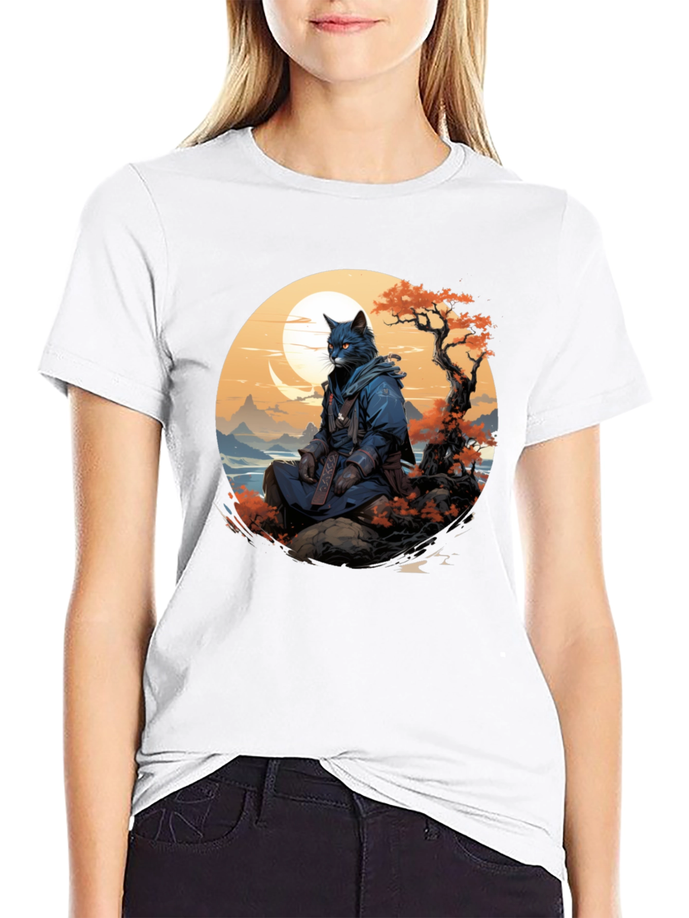 Samurai Cat T-Shirt - Unique Graphic Tee