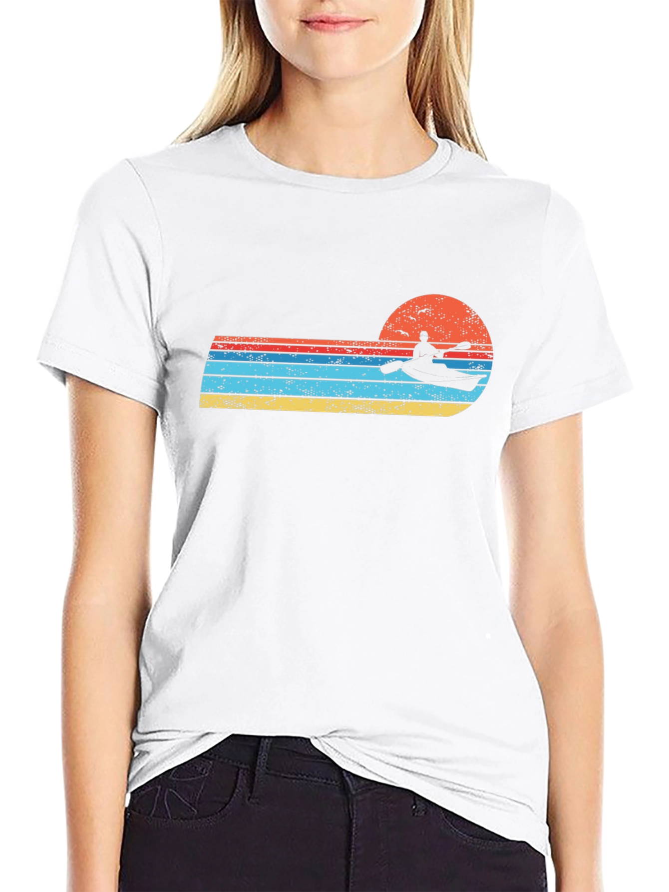 Retro Kayak Sunset Graphic Tee