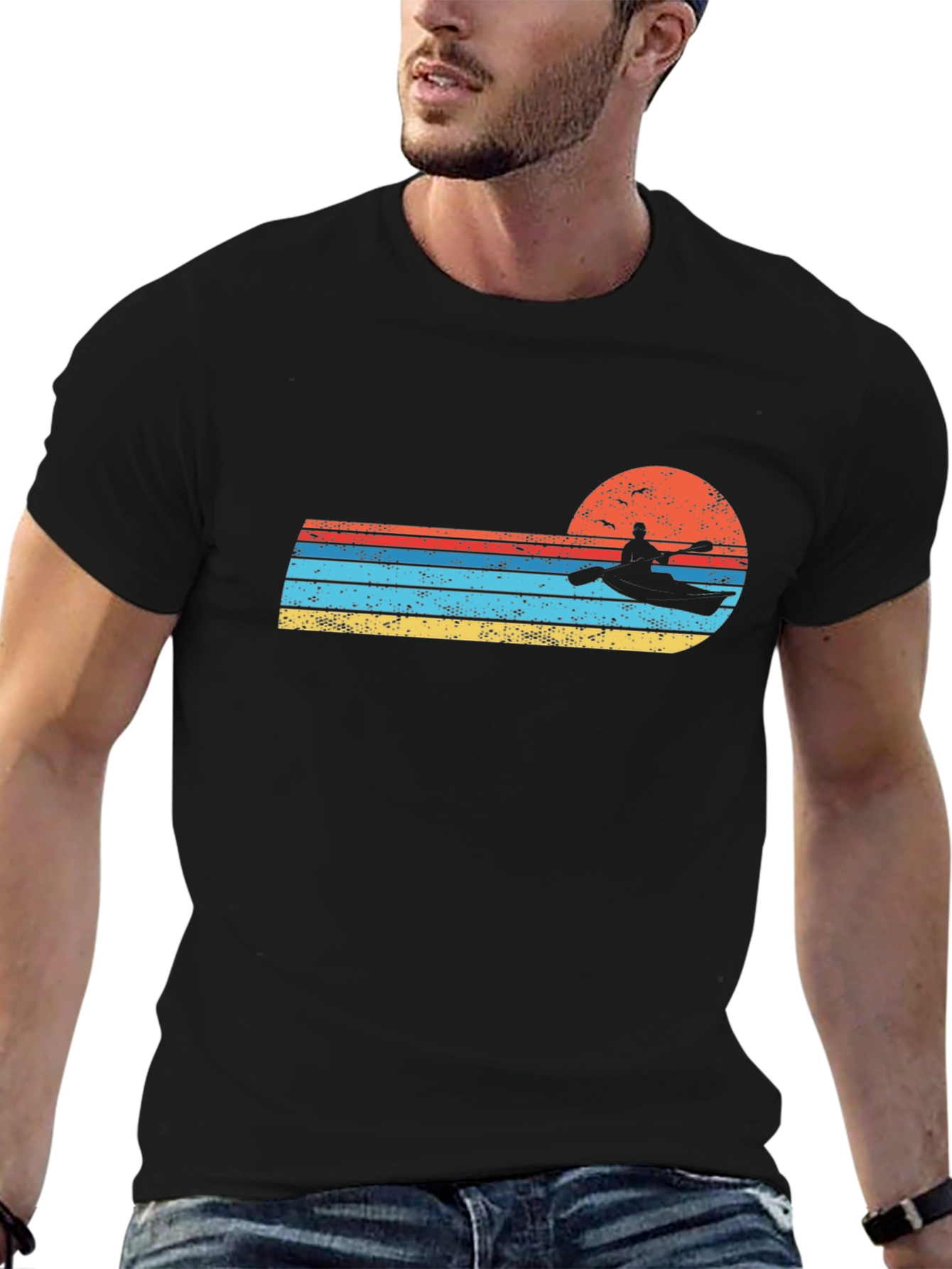 Retro Kayak Sunset Graphic Tee